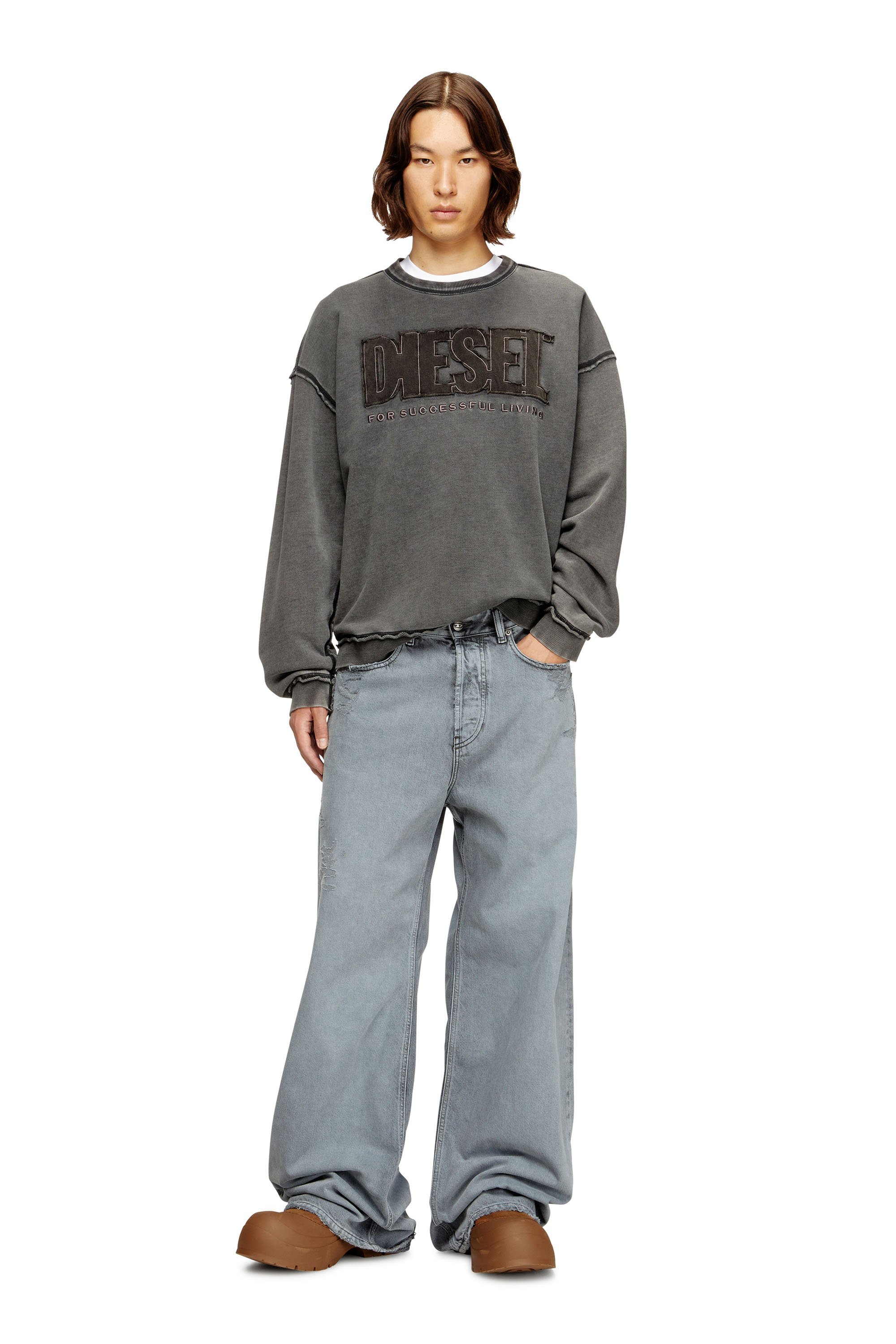 Diesel - S-BOXT-RAW-V1, Male's プルオーバースウェット in ダークグレー - 1