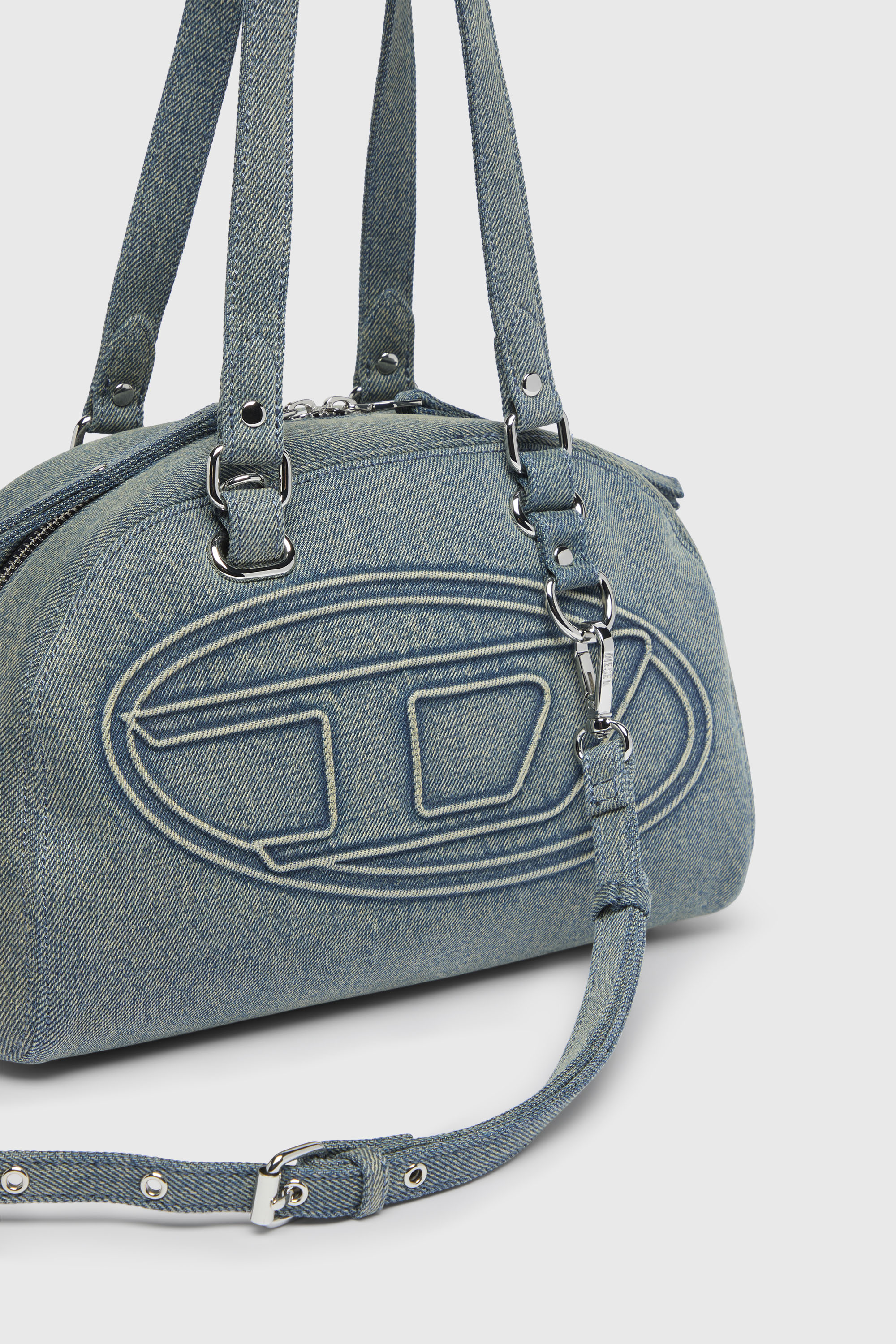 Diesel - 1DR DOME SOFT SHOULDER, Unisex's 1DR Dome-Shoulder bag in denim with Oval D logo in ライトブルー - 6