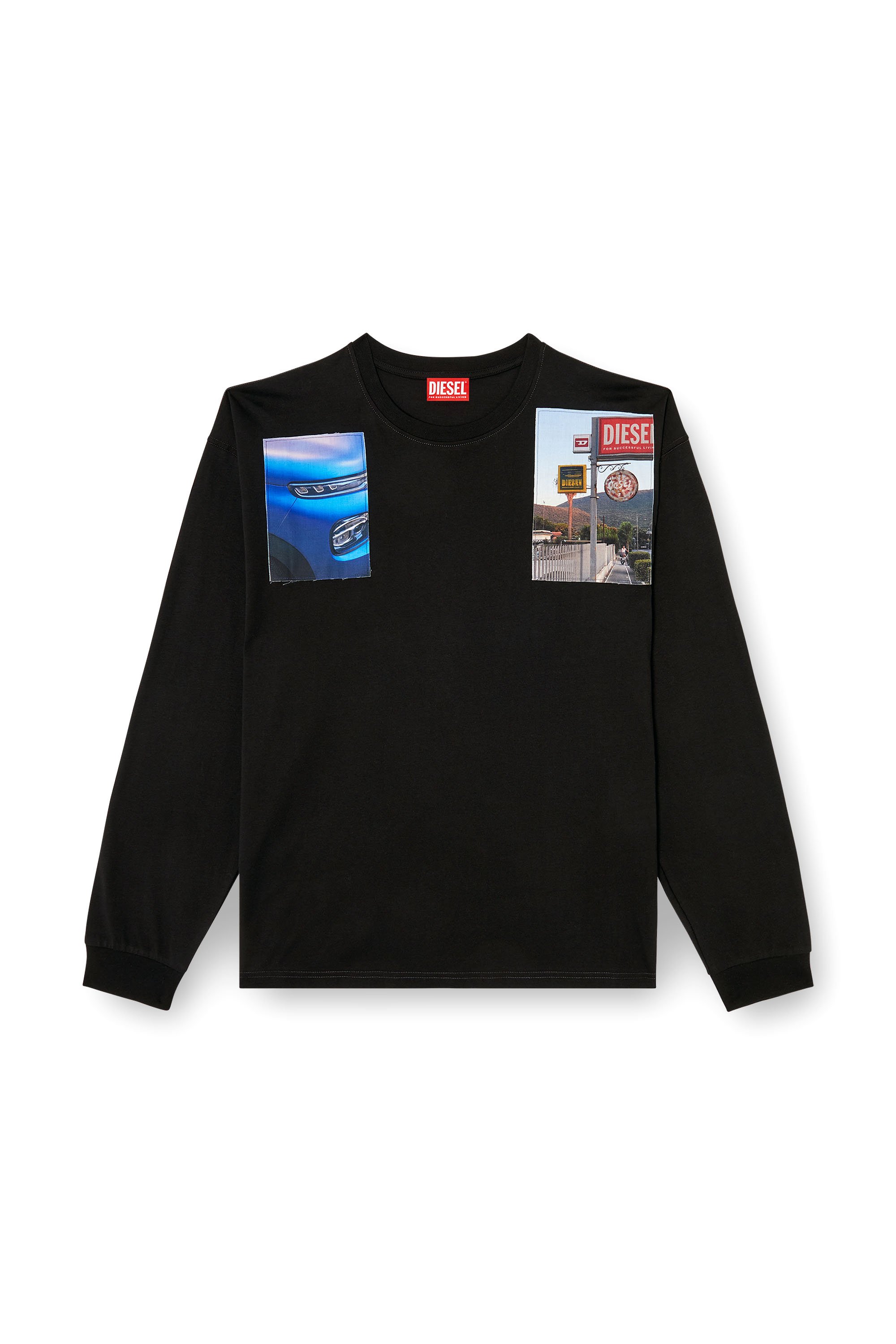 Diesel - T-BOXT-LS-T5, Male's Long-sleeve T-shirt with logo photo patches in ブラック - 3