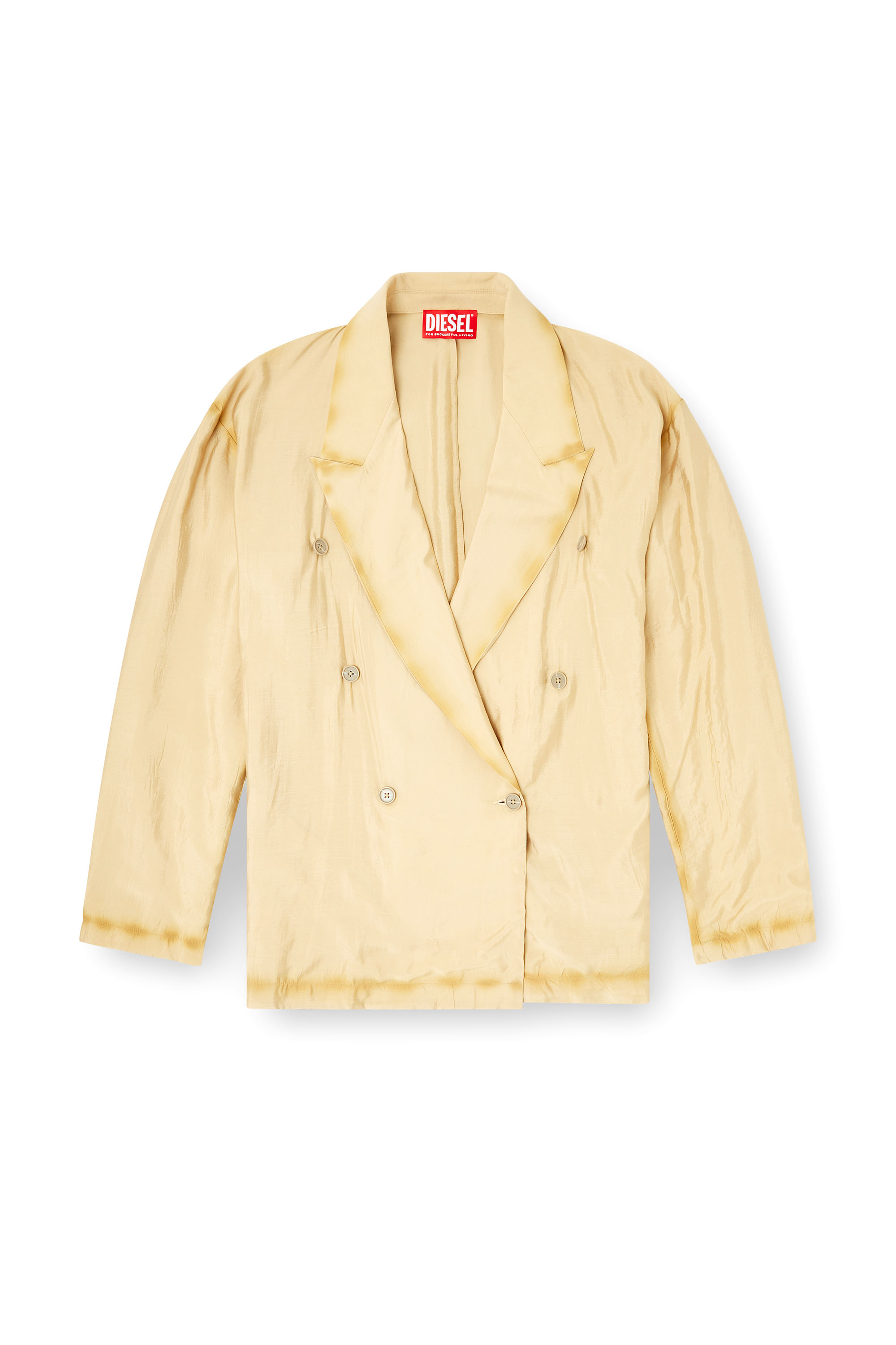 Diesel - J-KEYSERY, Male's Double-breasted blazer in wrinkled shell in ベージュ - 3