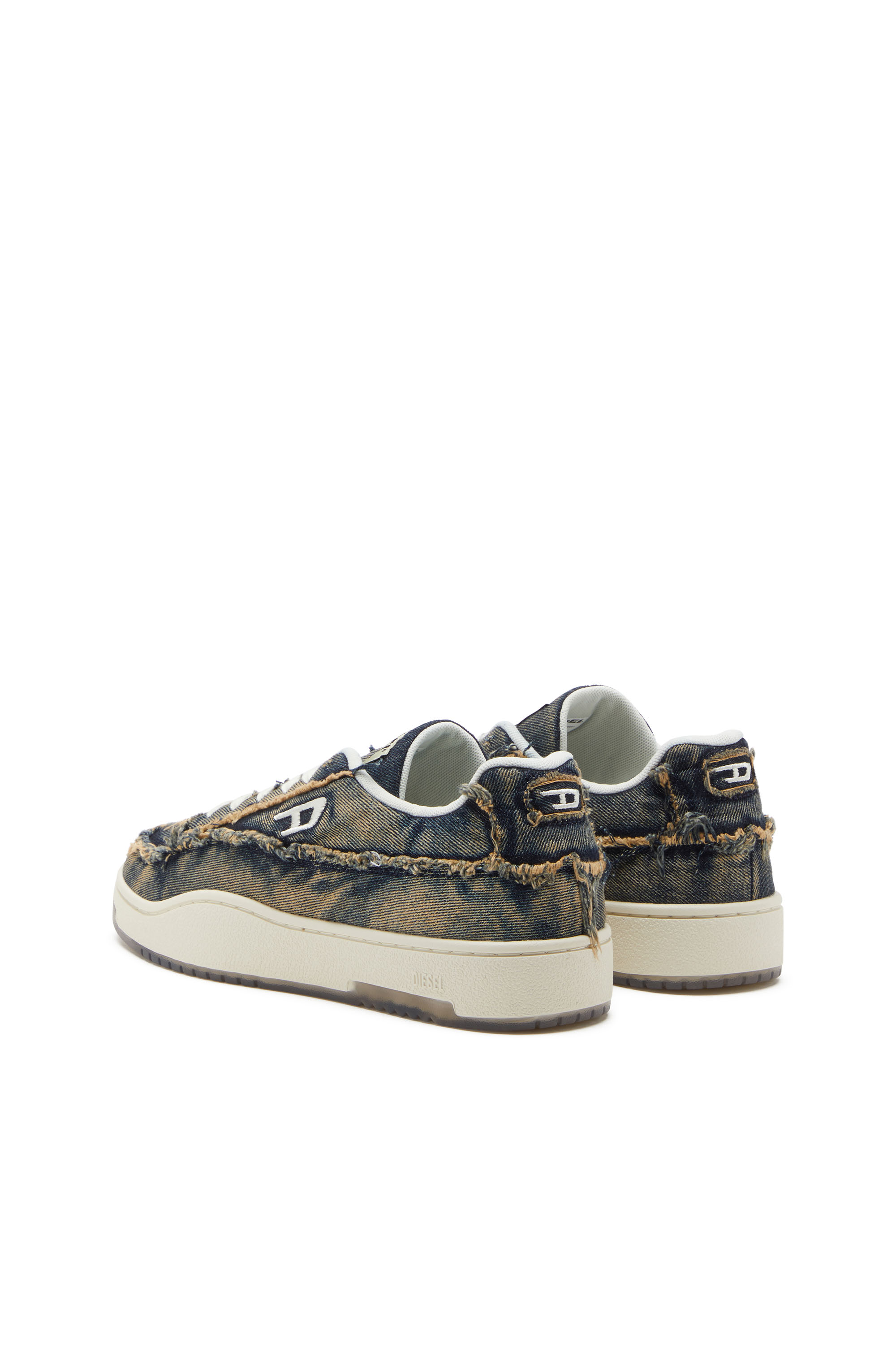 Diesel - S-TRACKER-D LOW, Male's S-Tracker-D-Frayed denim sneakers with transparent sole in ブルー - 3