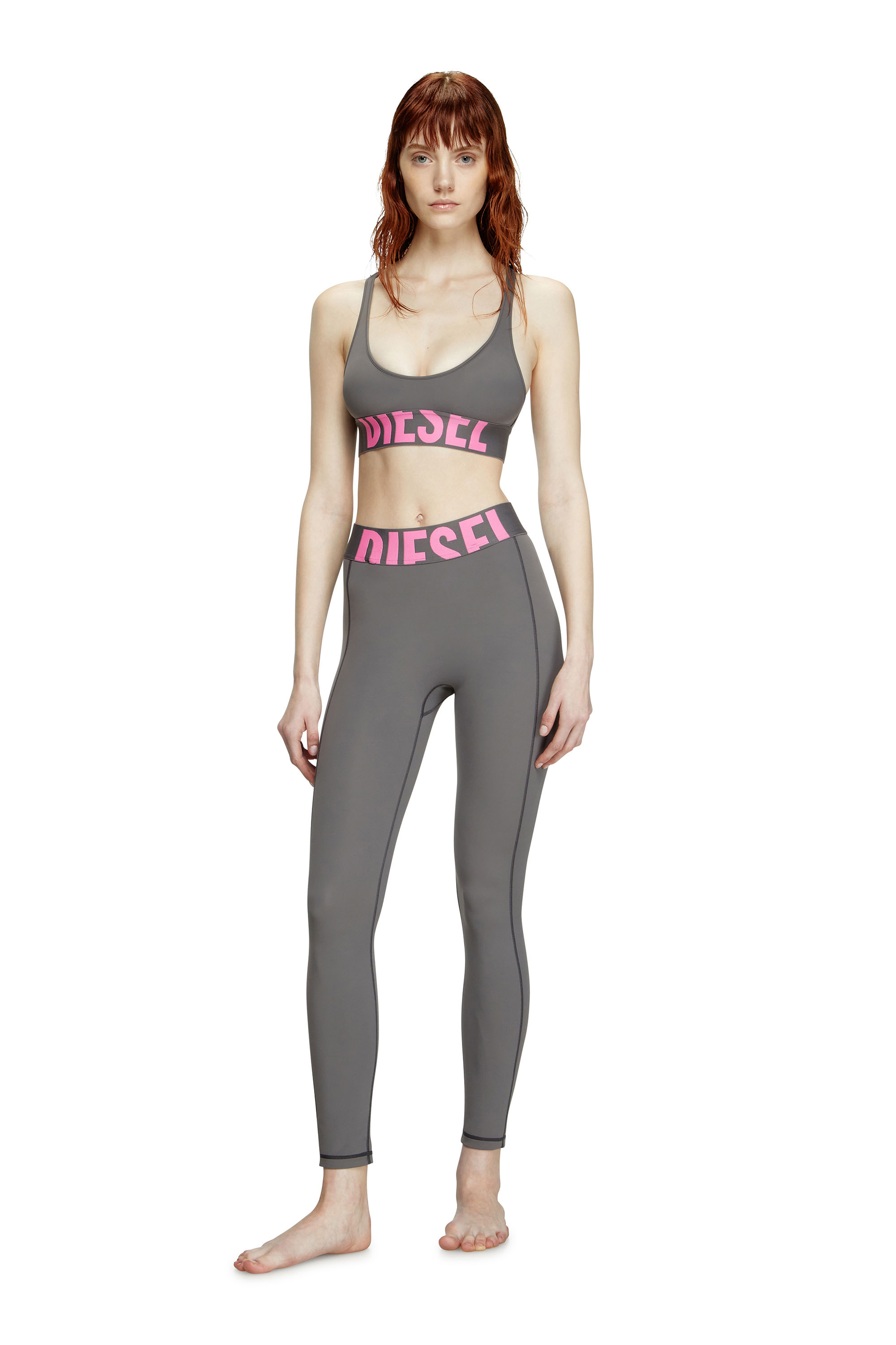 Diesel - ALLISON-D-POP, Female's Microfibre sports bra with cut-off logo in グレー - 2