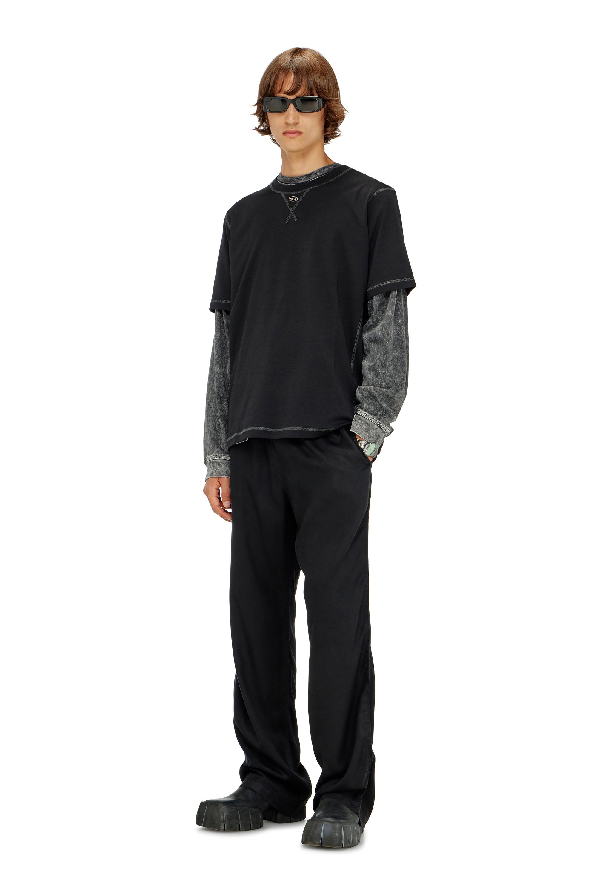 T-MADJUST-LS-TR 長袖Tシャツ｜グレー｜メンズ｜DIESEL