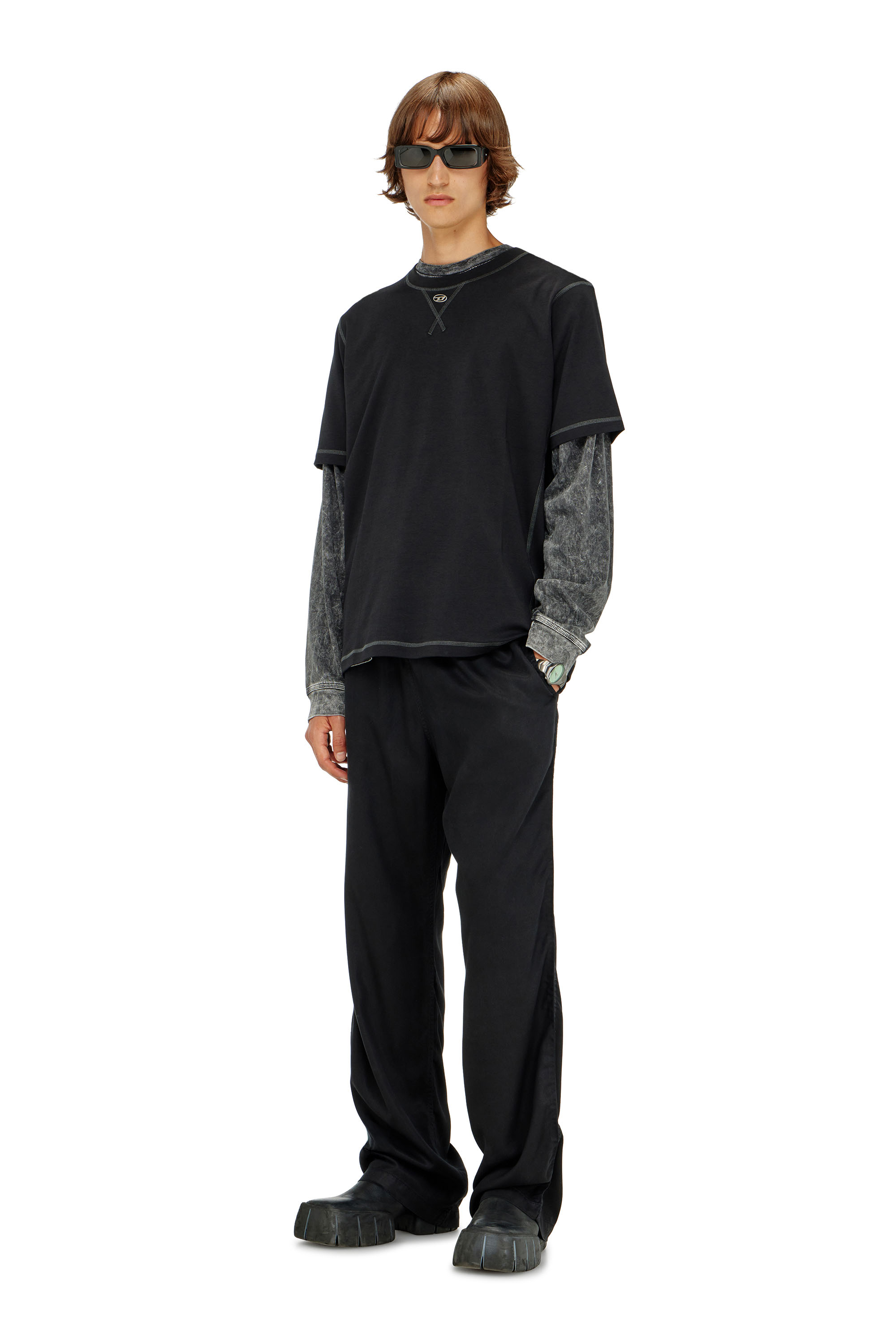 Diesel - T-MADJUST-TR, Male's Tシャツ in ダークグレー - 1