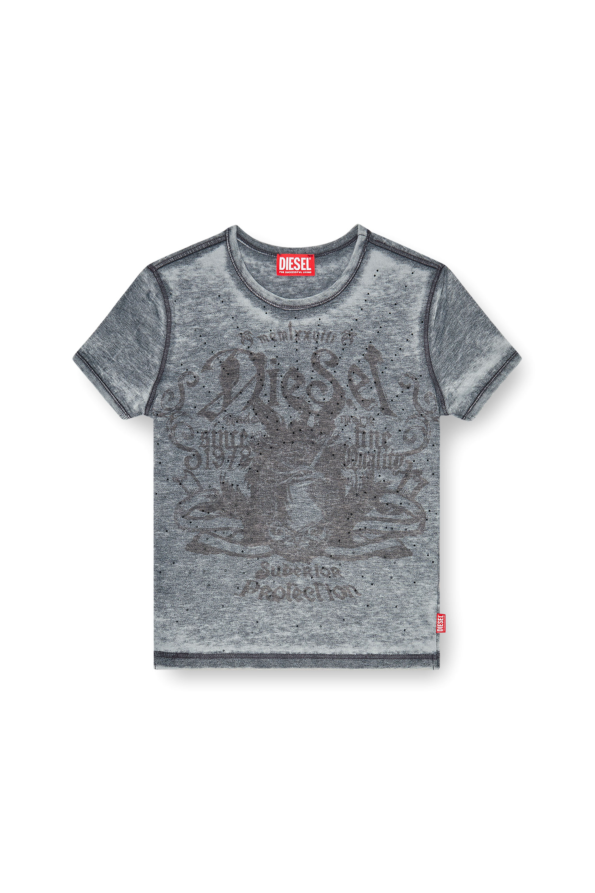 Diesel - T-UNCUTIES-LONG-AA3, Female's Tシャツ in ブルー/グレー - 4