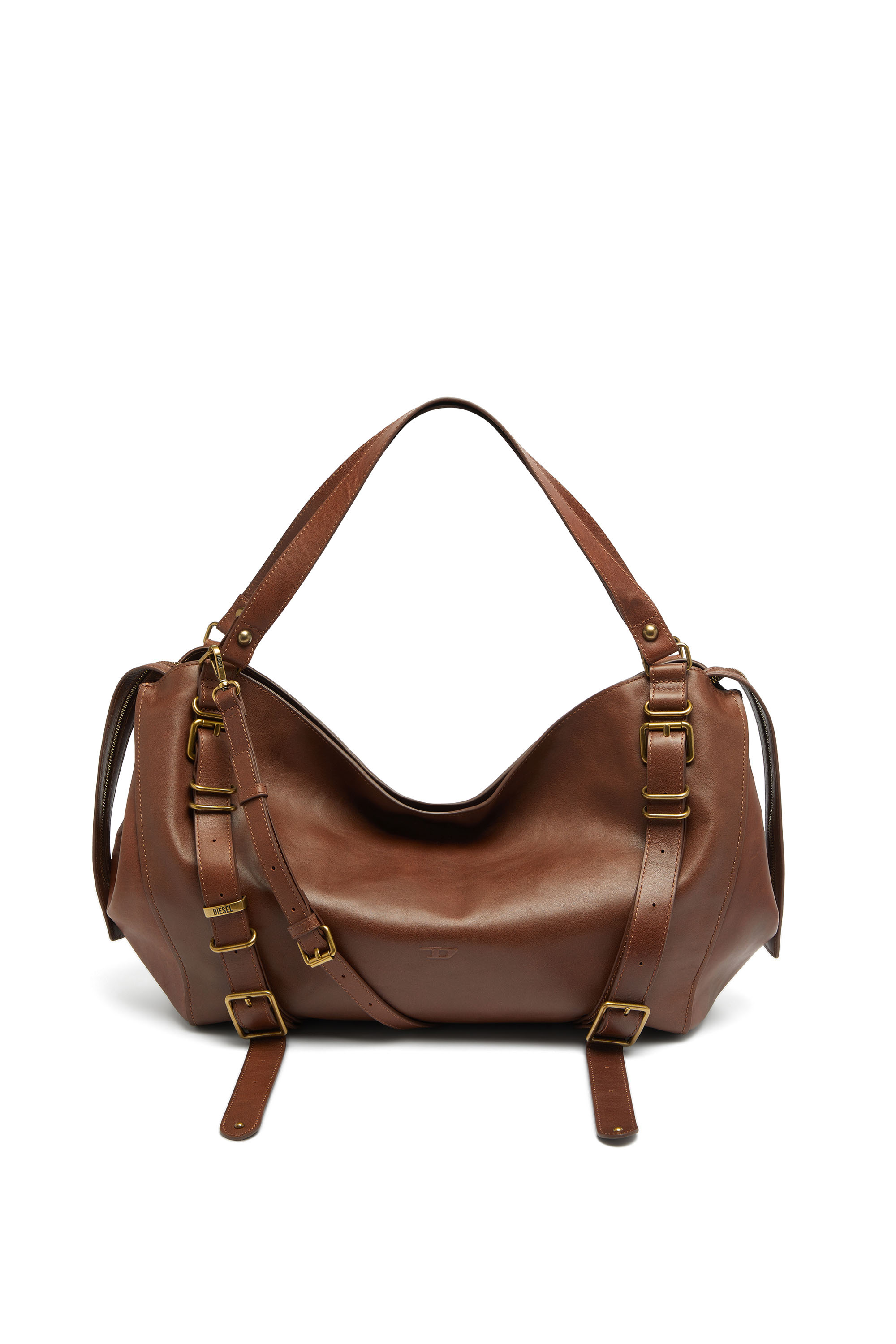 Diesel - D-ONE TOPHANDLE L, Unisex's D-One-Large top-handle bag in treated leather in ブラウン - 2