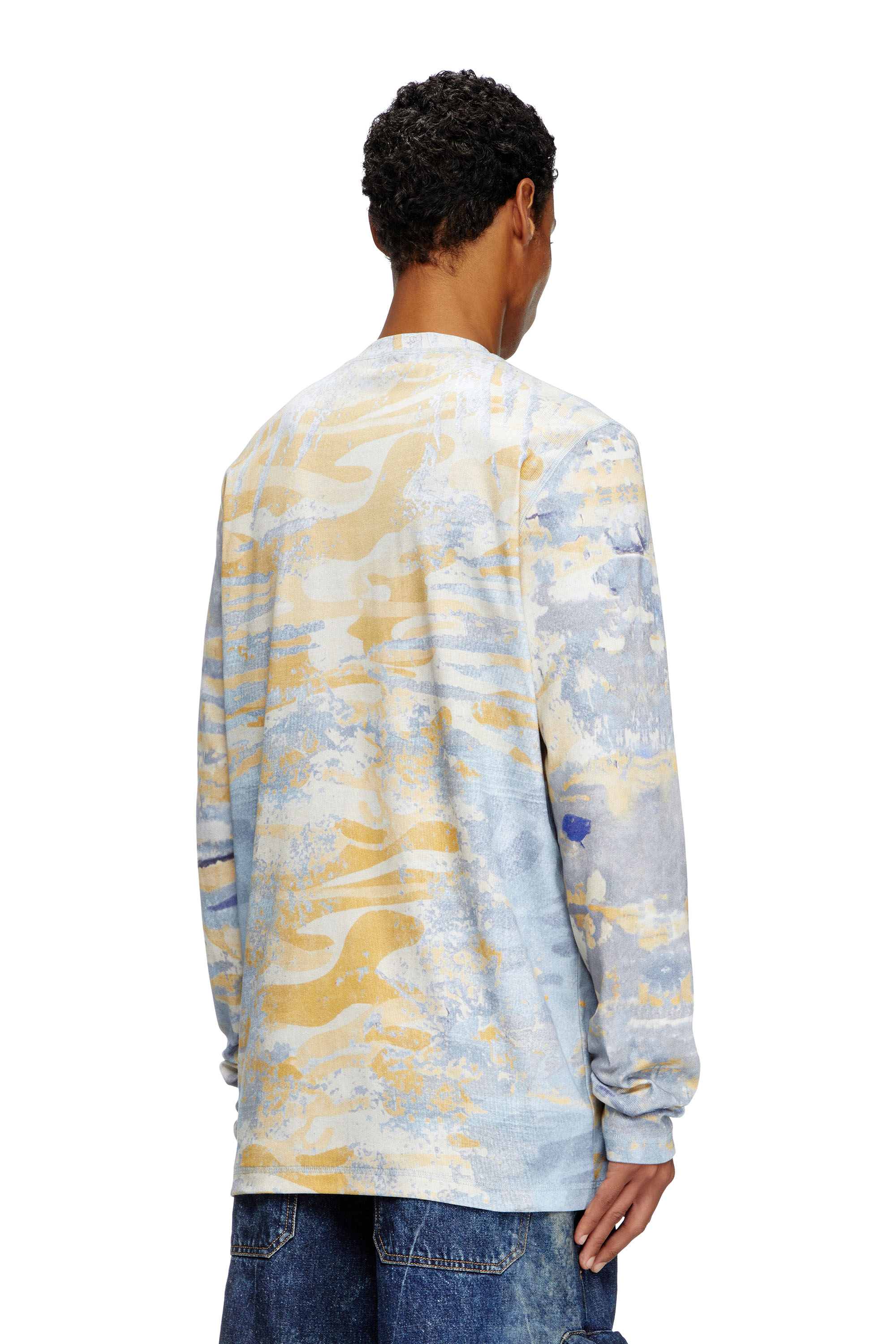 Diesel - T-JUSER-DD, Unisex's 長袖Tシャツ in ブルー/イエロー - 4