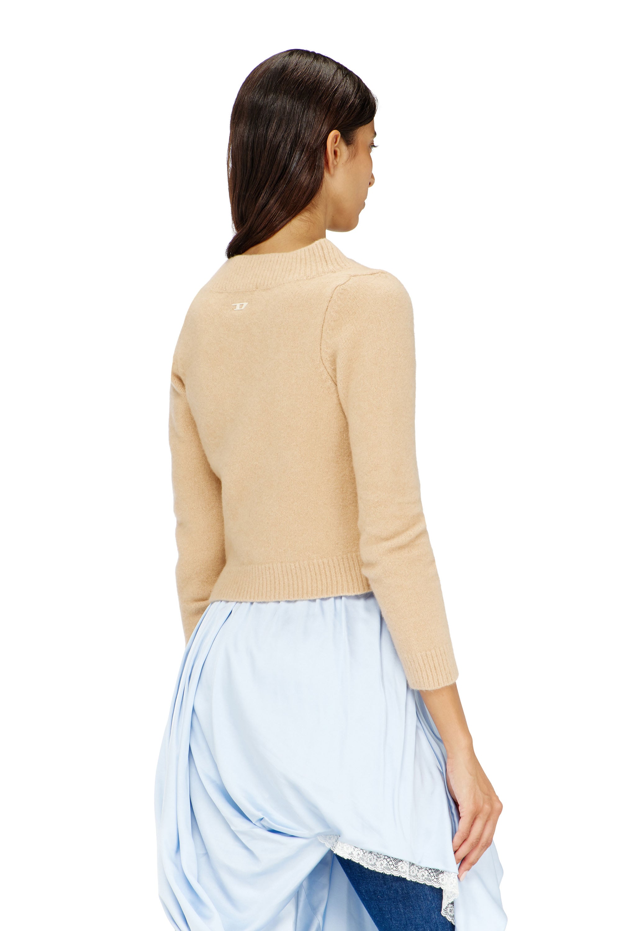 Diesel - M-AVA, Female's Cropped cardigan in wrinkled boiled knit in ベージュ - 4