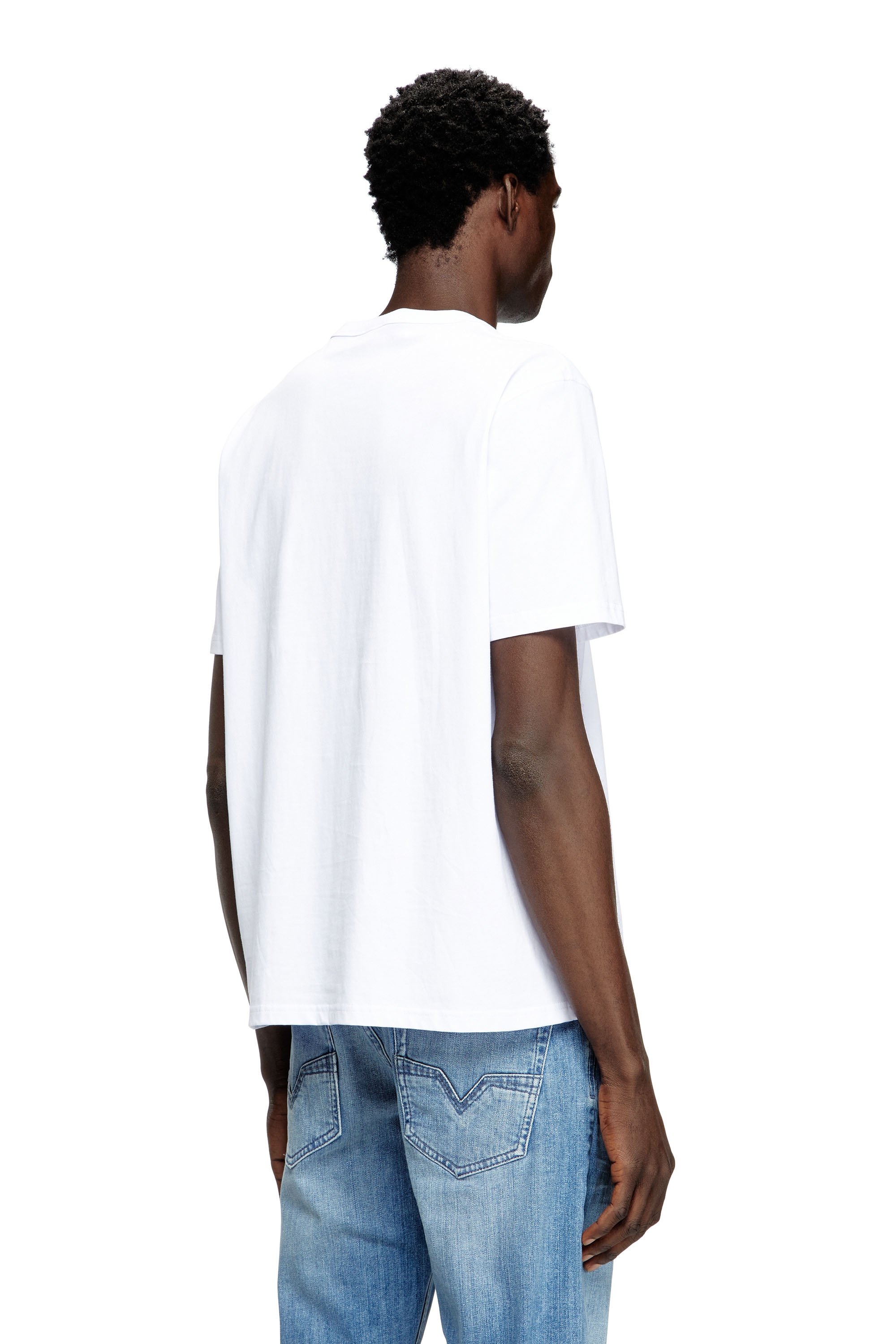 Diesel - T-ADJUST-MICRODIV, Unisex's T-shirt with micro-embroidered logo in ホワイト - 4