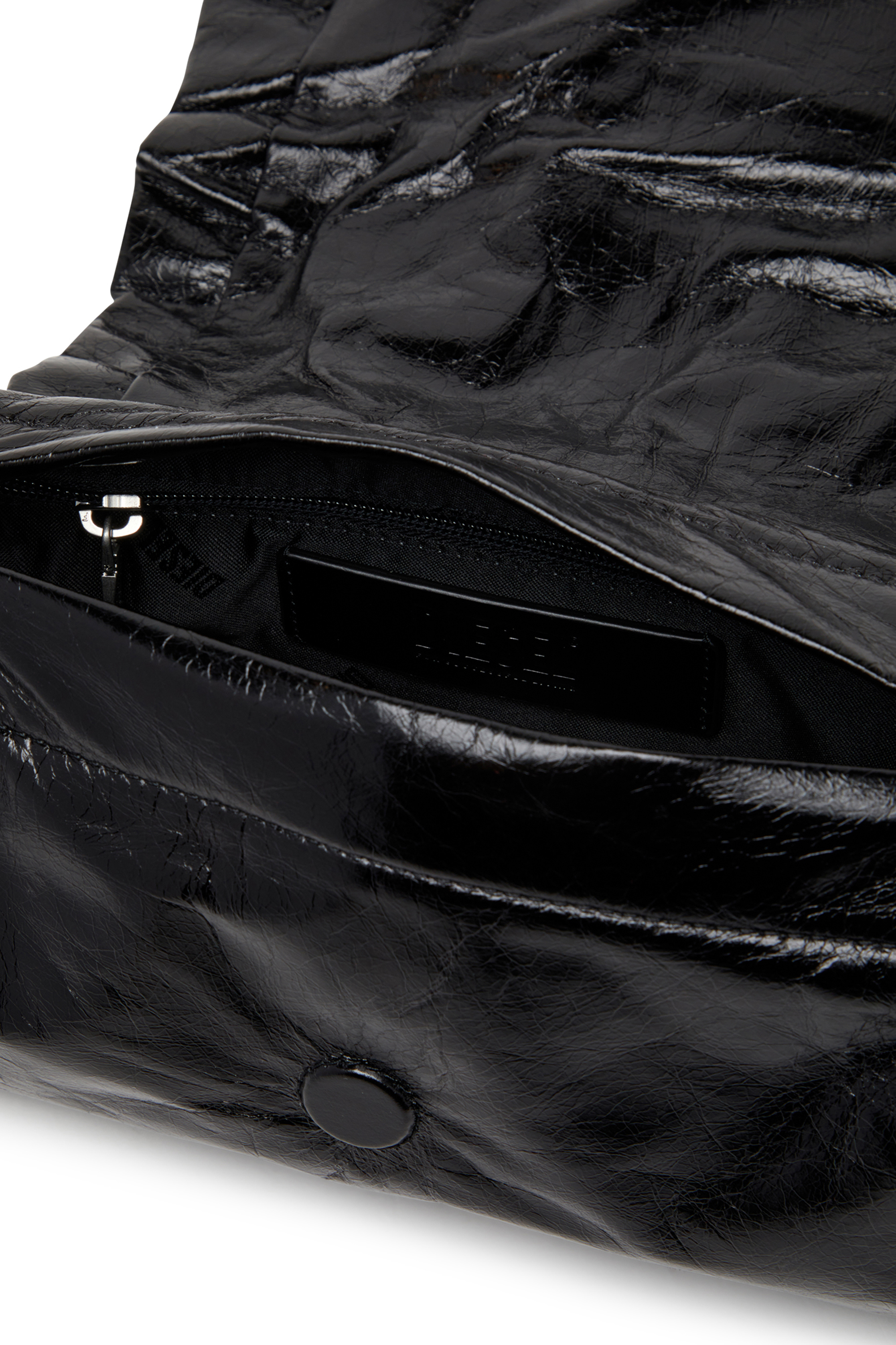 Diesel - SCRUNCH-D SHOULDER S, Female's Scrunch-D S-Shoulder bag in scrunched leather in ブラック - 4