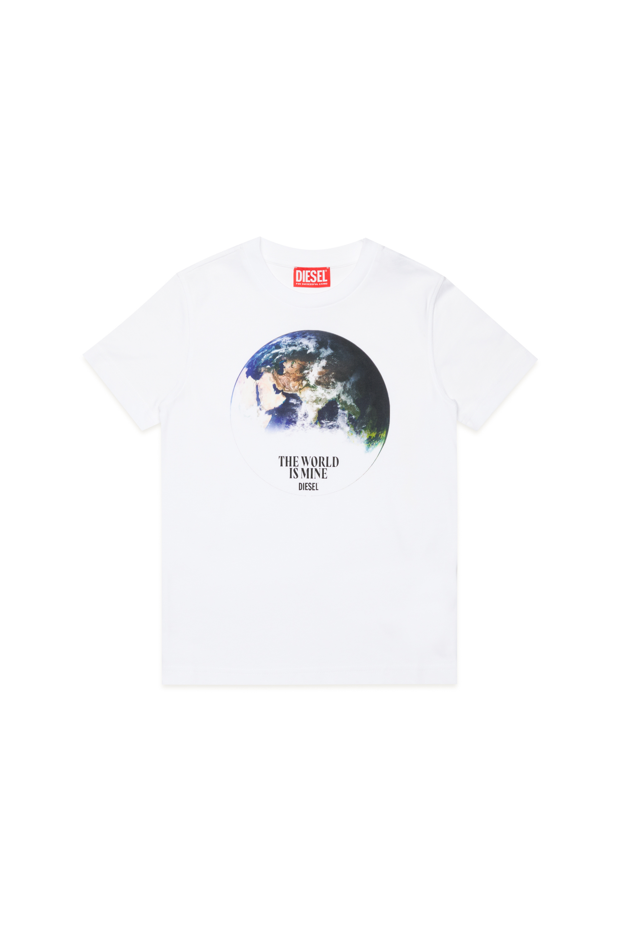 Diesel - TDIEGORL4, Male's T-shirt with globe logo in ホワイト - 1