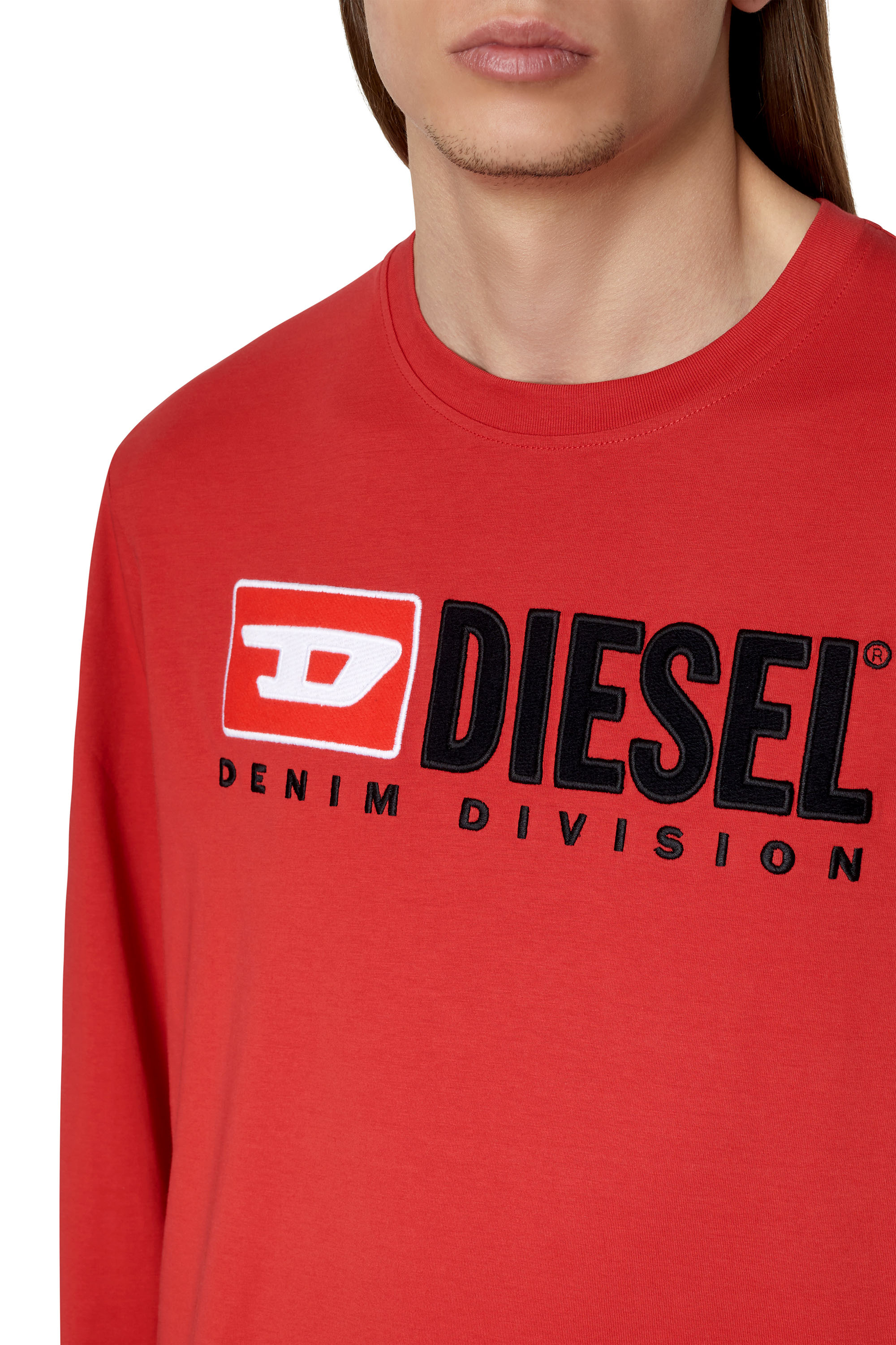 Diesel - T-JUST-LS-DIV, Male's Tシャツ ビンテージロゴ in レッド - 4