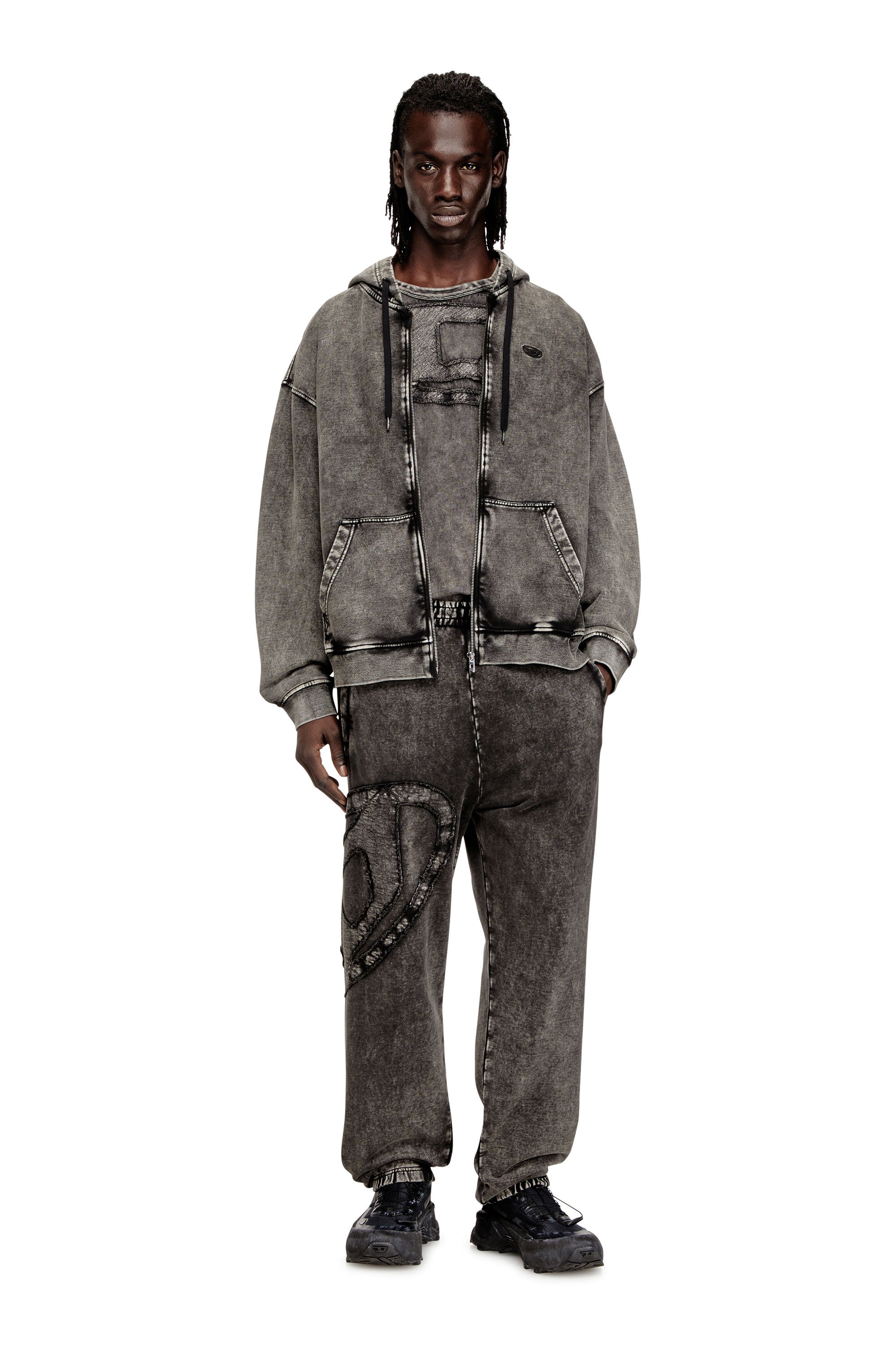 Diesel - S-BOXT-HOOD-ZIP-DEN, Male's ジップアップパーカー in グレー - 2