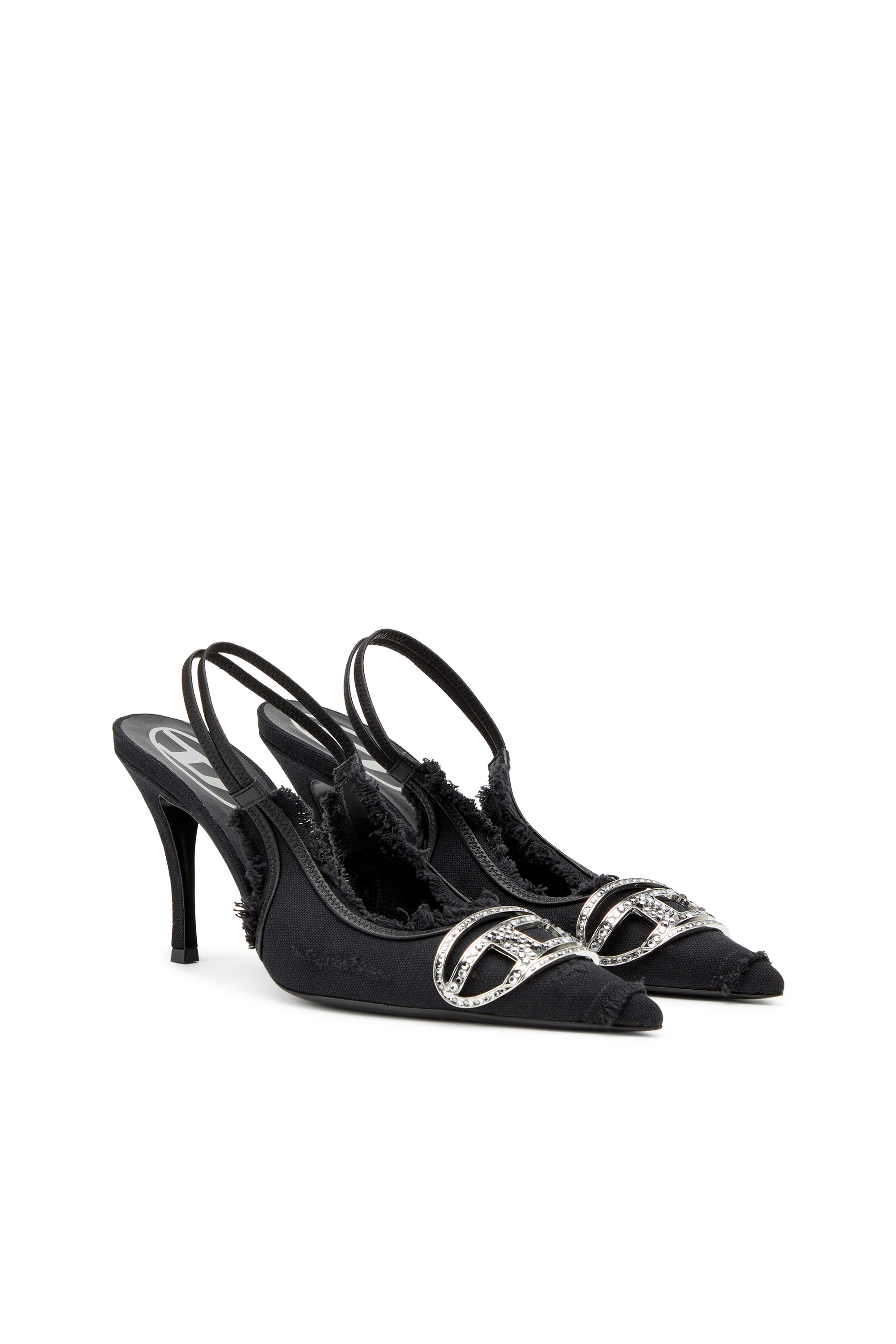 Diesel - D-VENUS SB, Female's D-Venus-Slingback pumps in distressed canvas in ブラック - 2