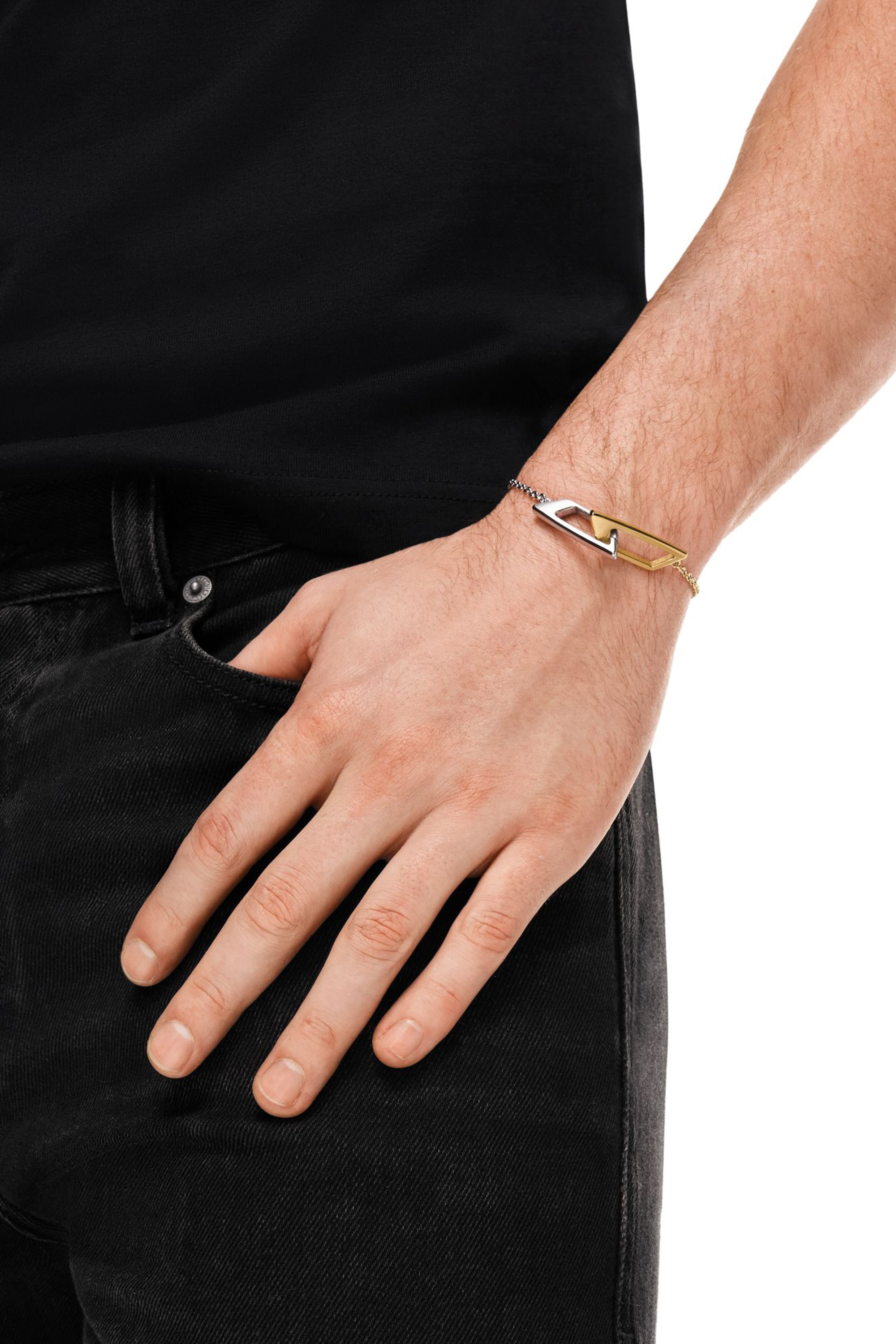 Diesel - DX1686931  JEWELLERY, Unisex's Stainless steel chain bracelet in シルバー/ゴールド - 5