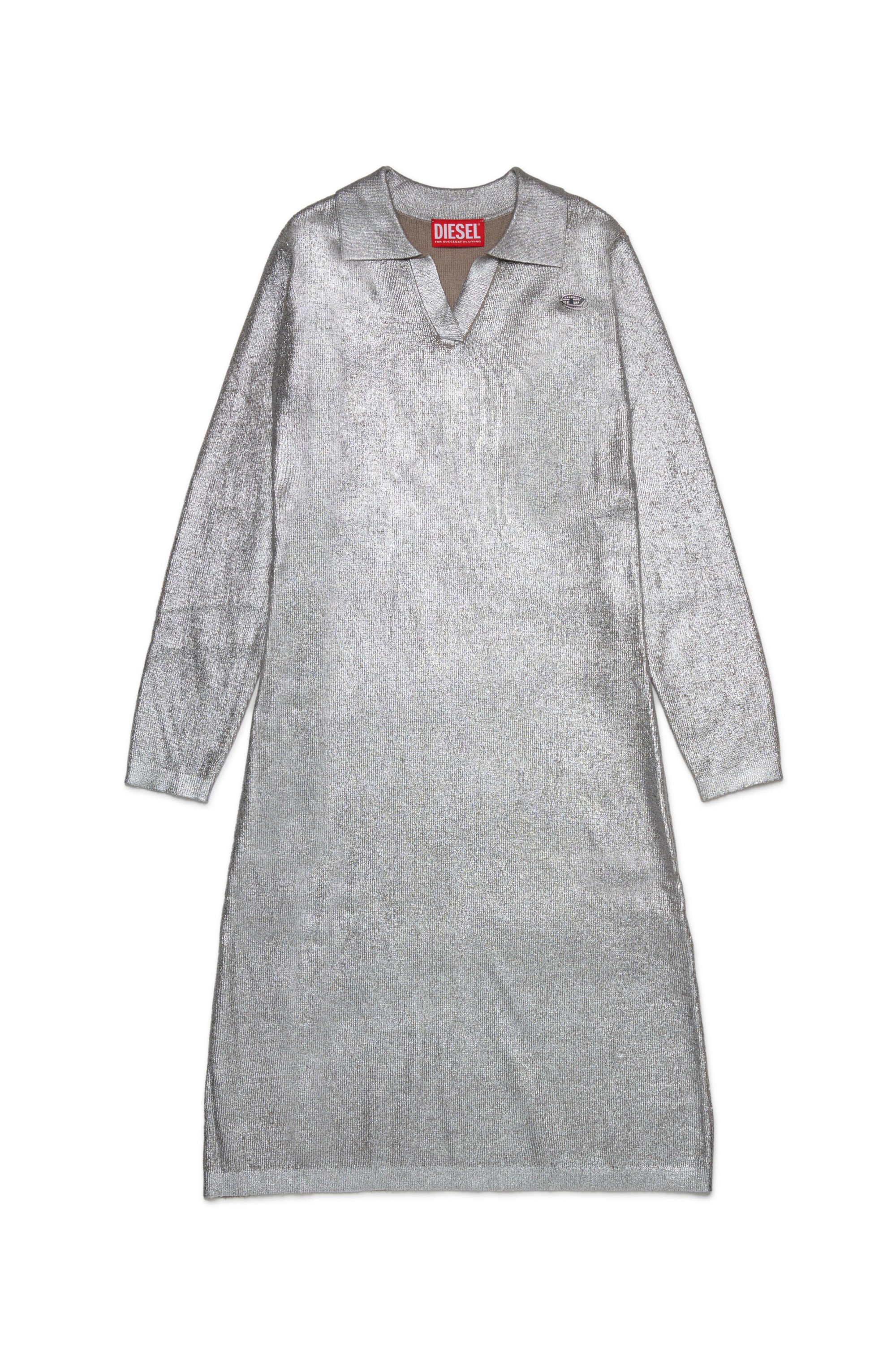 Diesel - DMISAIA, Female's Mixed wool dress with polo collar in シルバー - 1