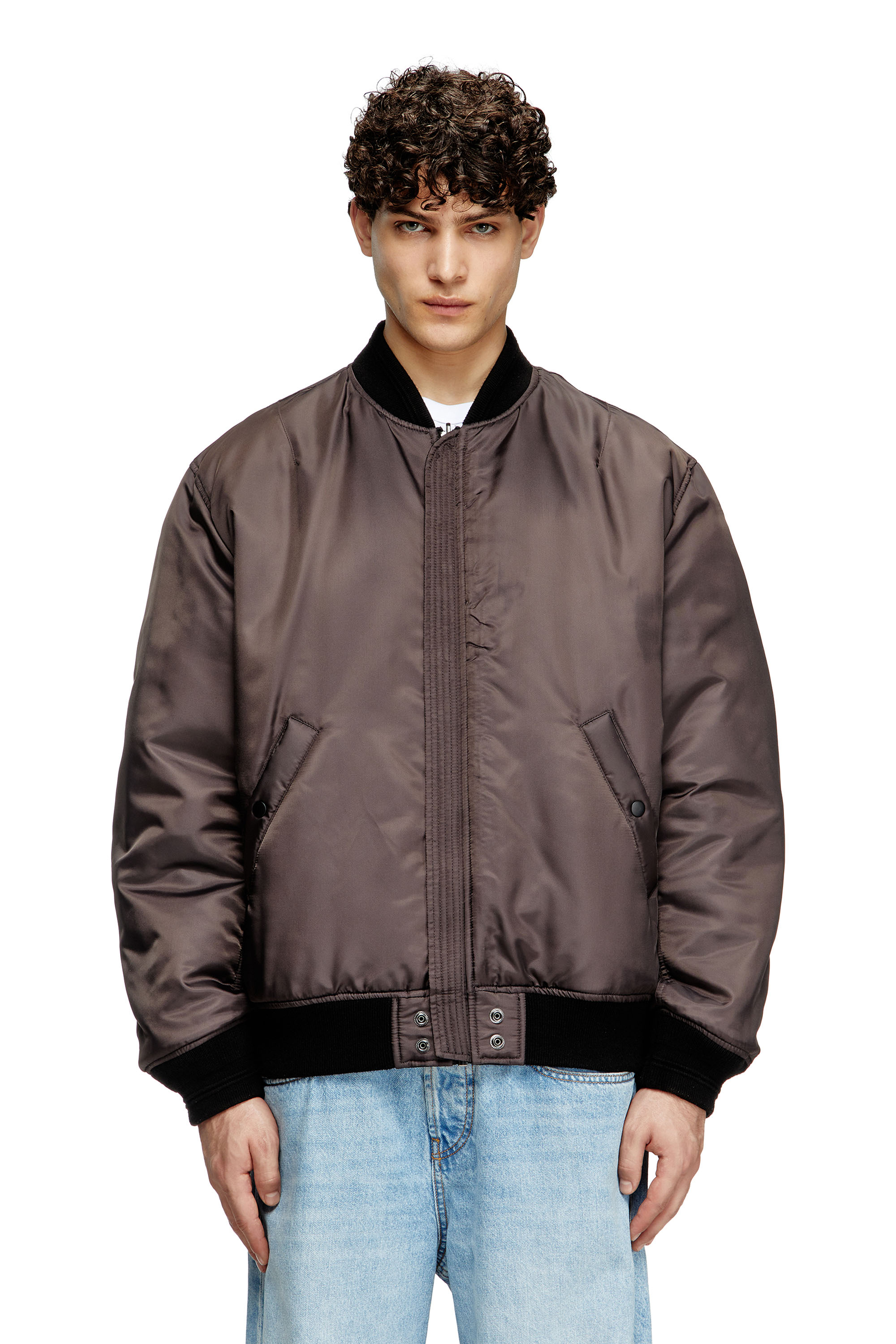Diesel - J-HELD, Male's Bomber in padded nylon with Oval D in ブラック - 6