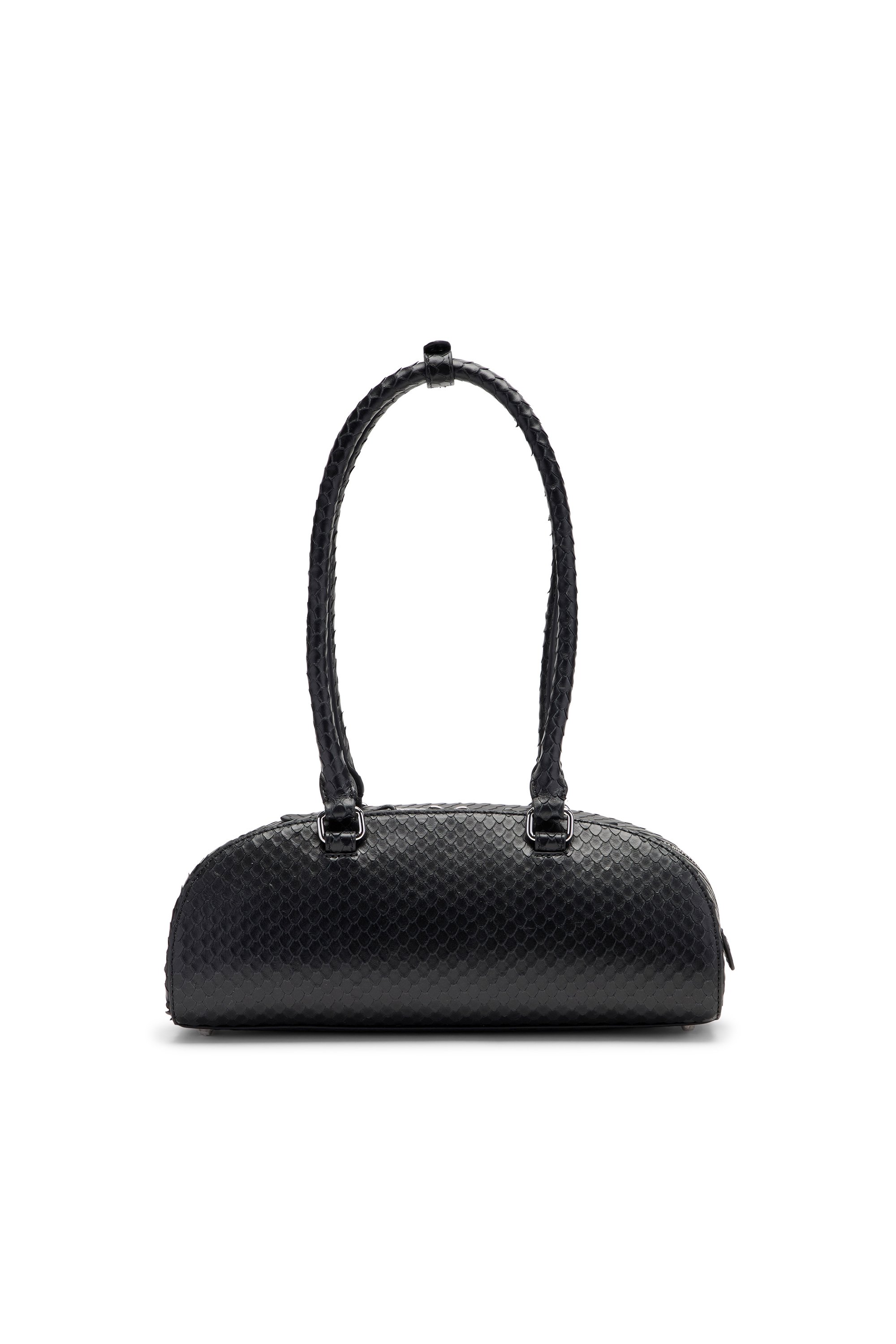 Diesel - 1DR DOME SHOULDER EW, Female's 1DR Dome-Elongated bowling bag in textured leather in ブラック - 3