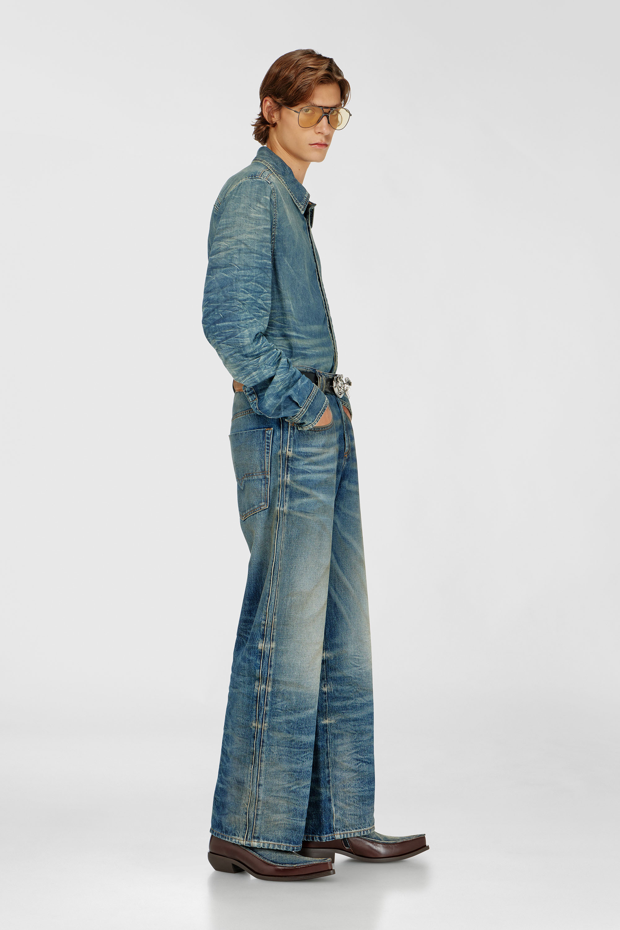Diesel - Unisex's Relaxed Jeans 1982 D-Hakou 007GC, ミディアムブルー - 2