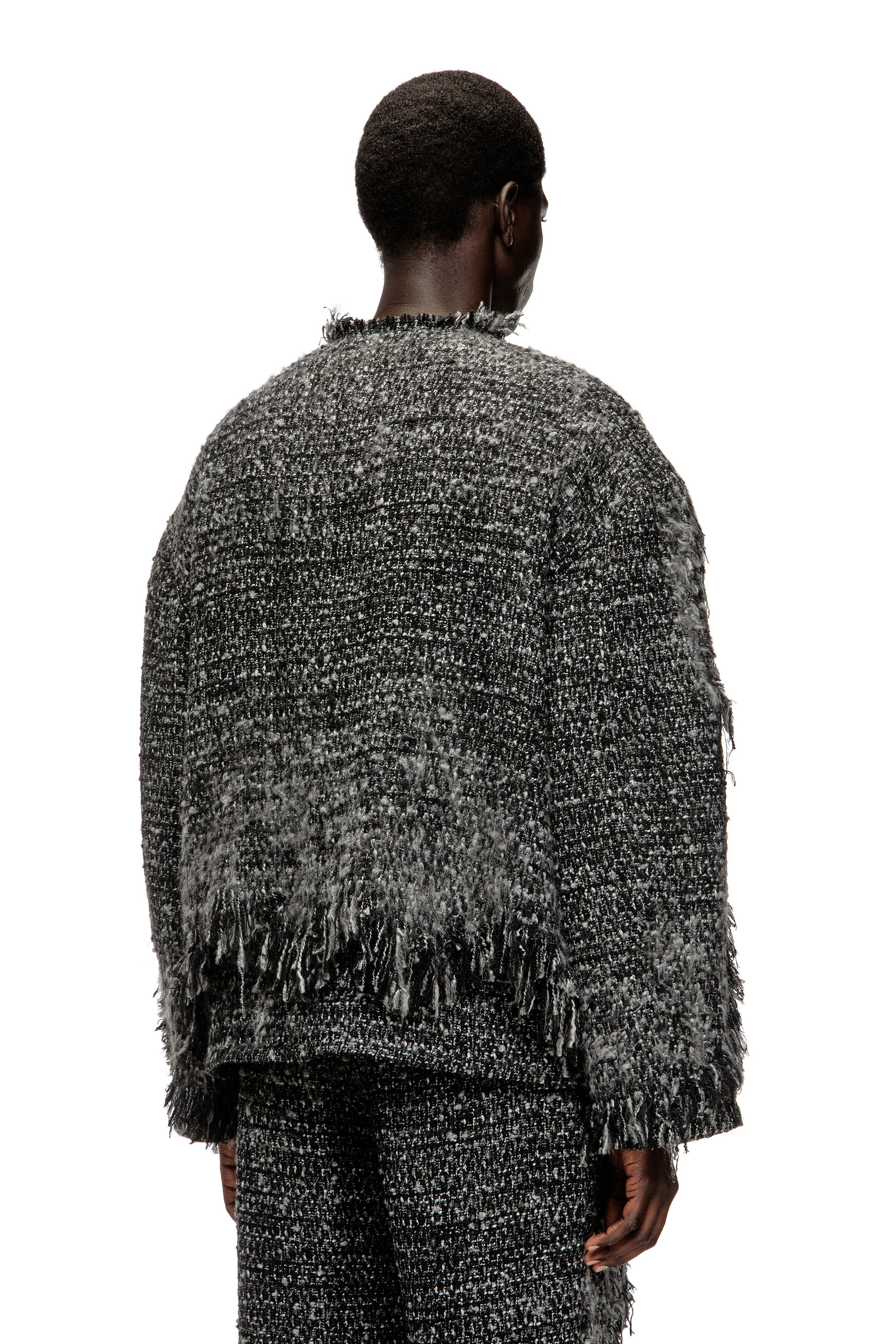 Diesel - J-ABERDEEN, Male's Layered jacket in destroyed bouclé in ブラック - 4