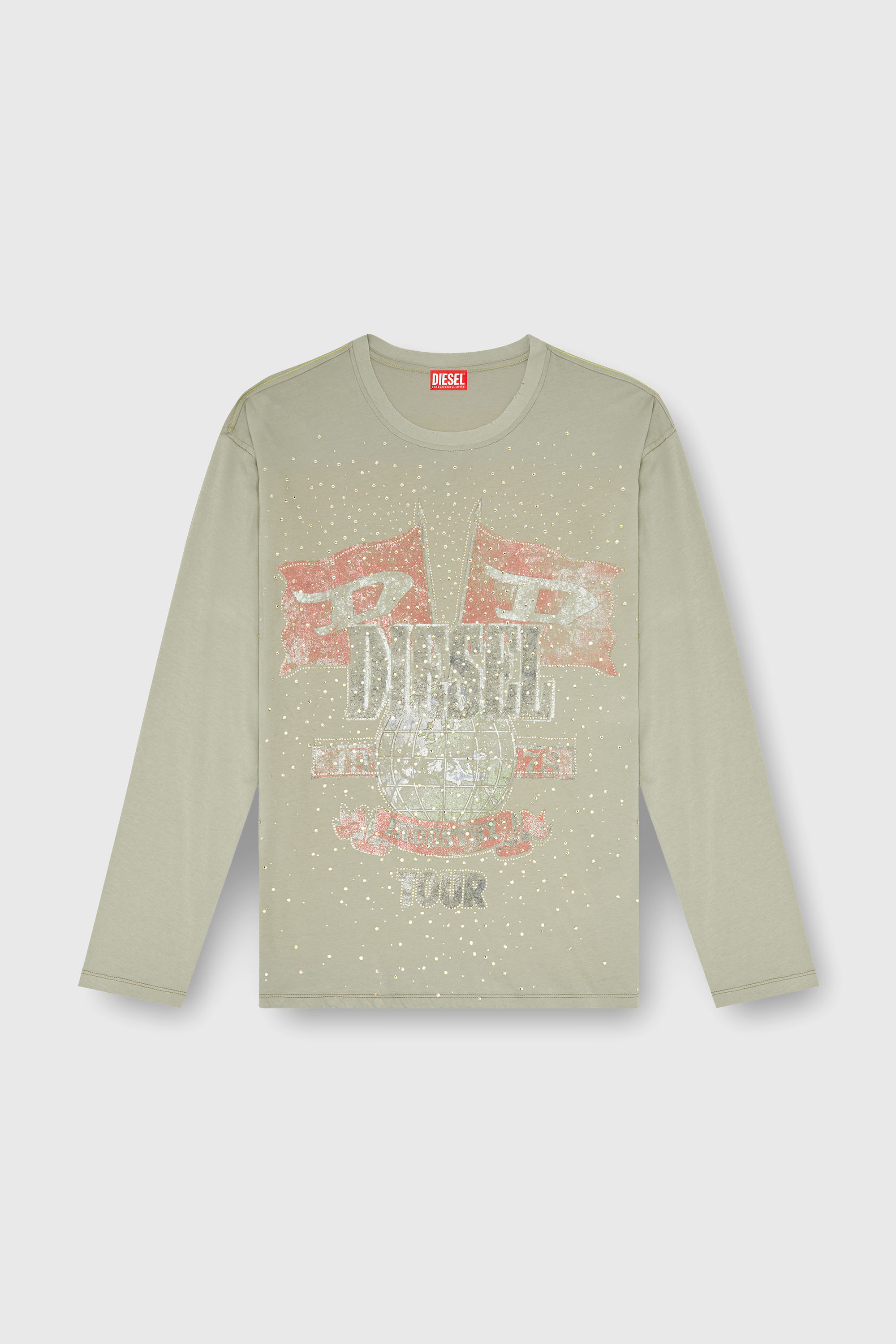 Diesel - T-GERI-LS-A, Male's Long-sleeve T-shirt with concert graphics and crystals in null - 2