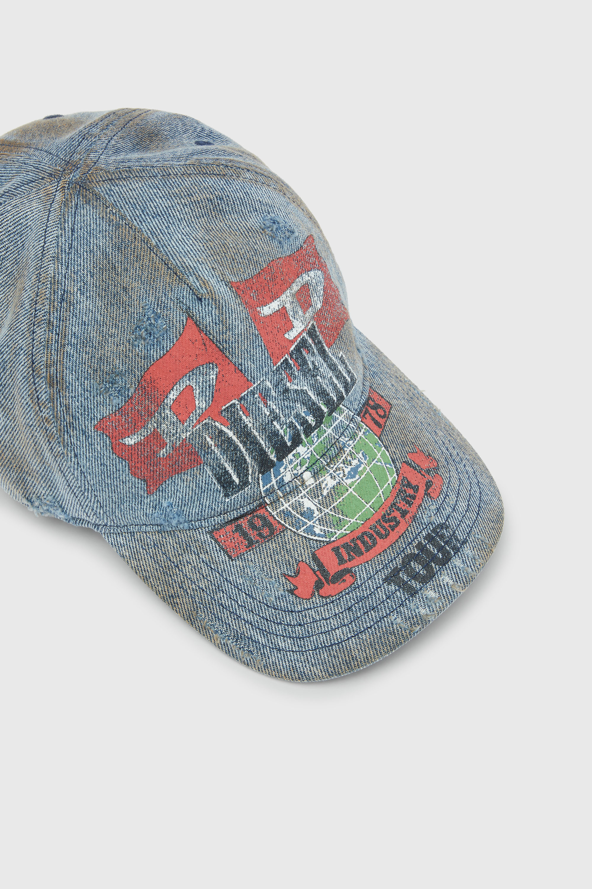 Diesel - C-ROCK, Male's Denim baseball cap with concert graphics in ライトブルー - 3
