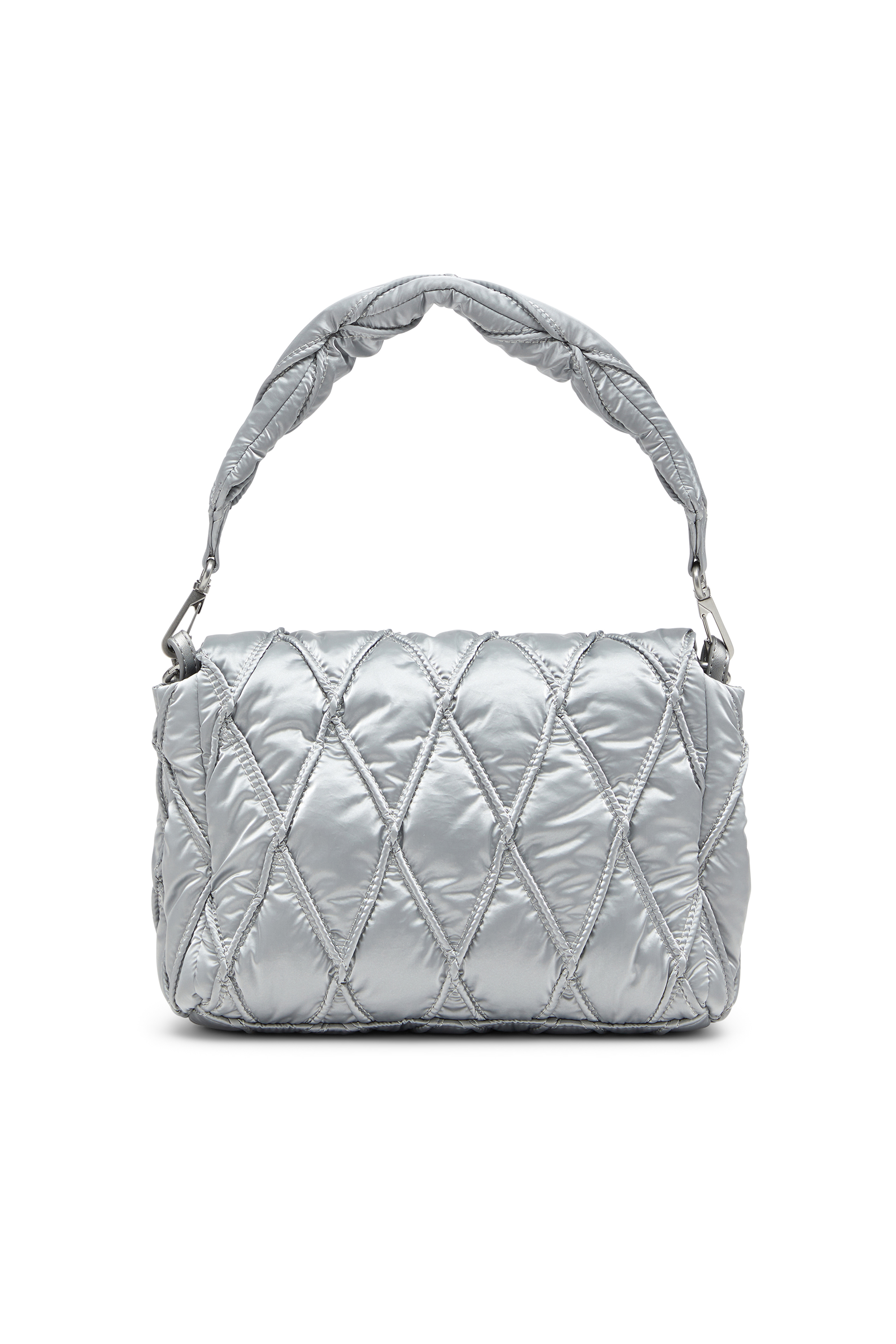 Diesel - CHARM-D SHOULDER M, Female's Charm-D-Shoulder bag in quilted metallic nylon in シルバー - 3