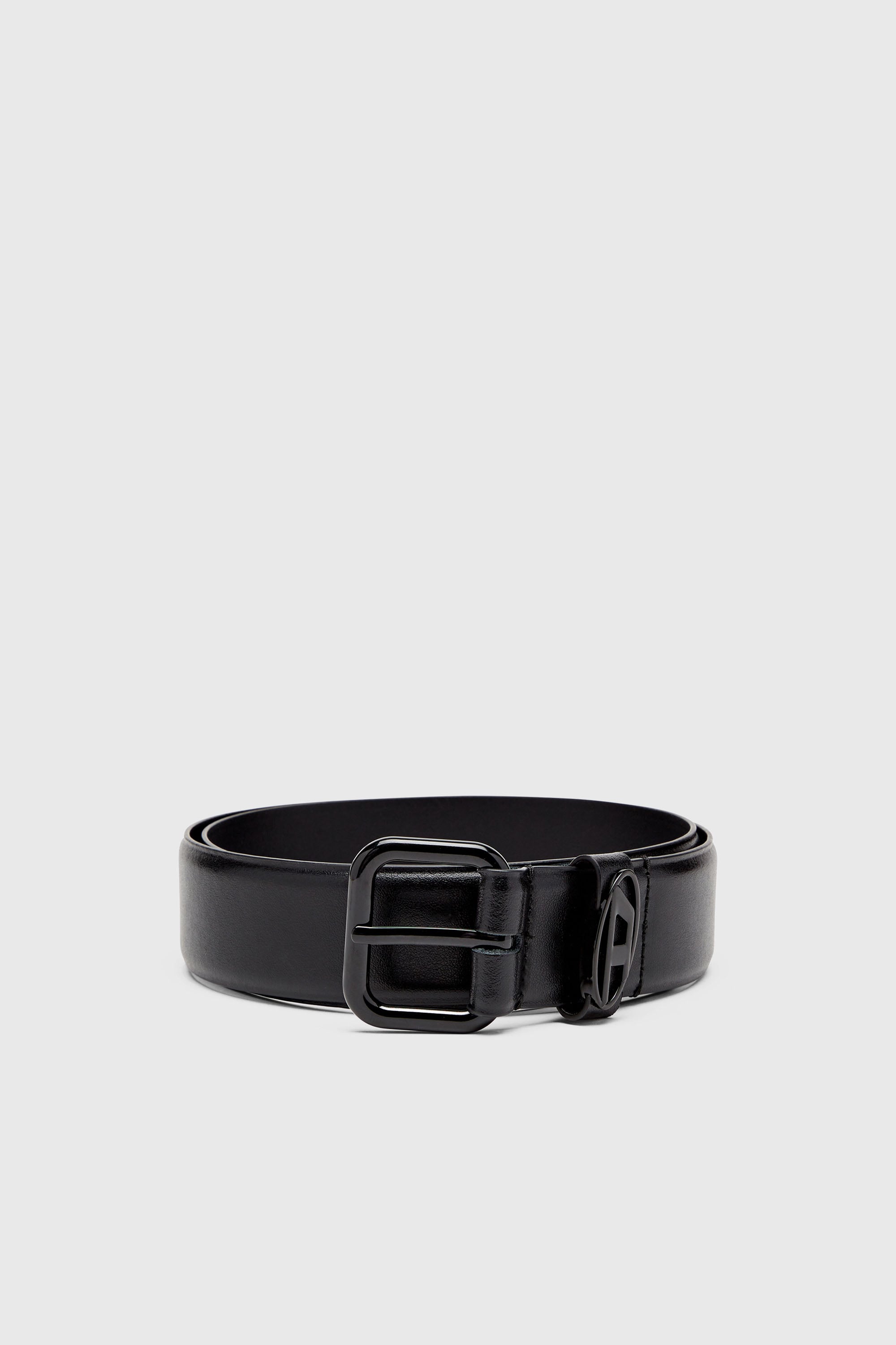 Diesel - B-1DR OVAL D LOOP, Unisex's 3.9cm logo-plaque embellished leather belt in ブラック - 1