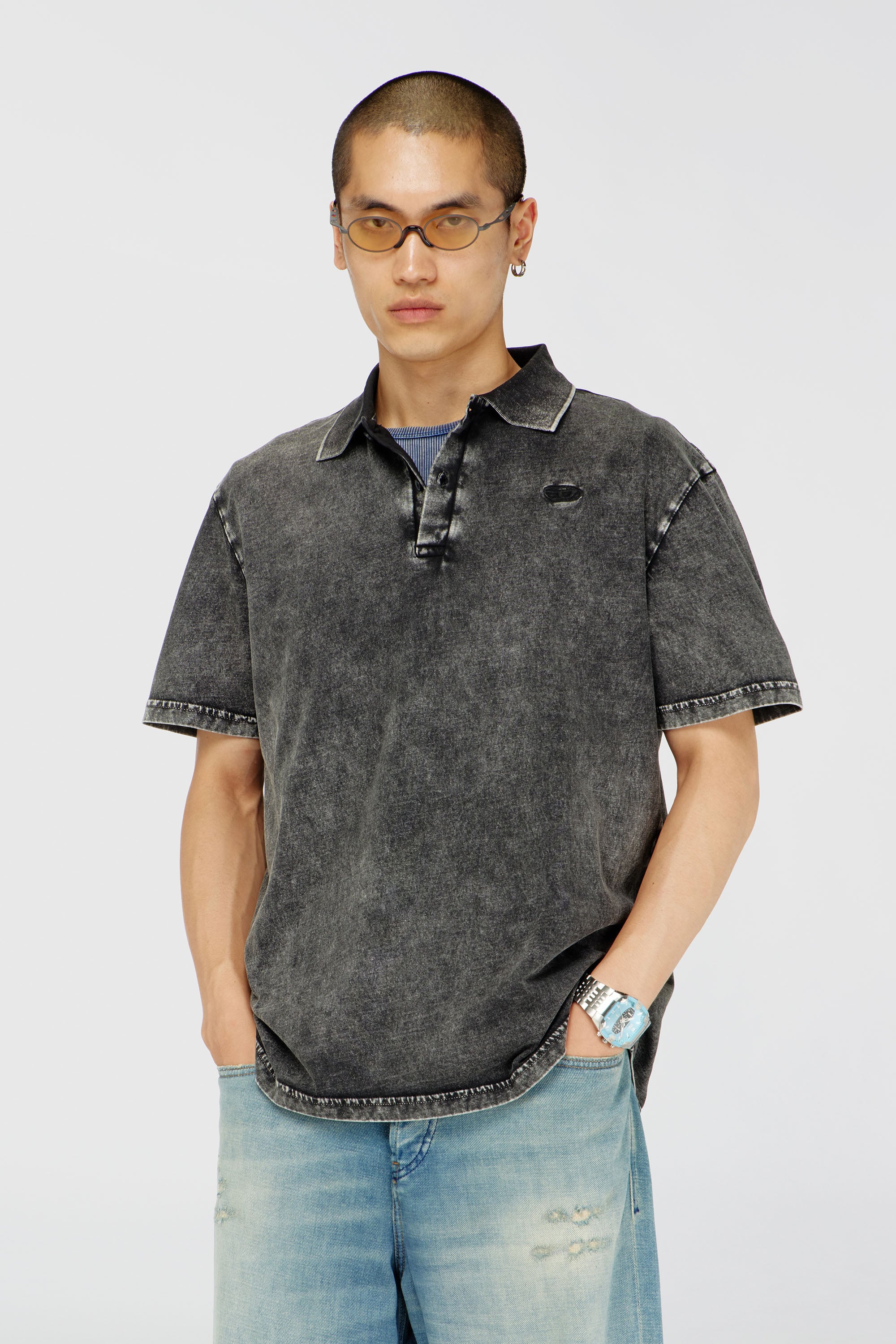 Diesel - T-REJUST-NC-DEN, Male's ポロシャツ in ダークグレー - 3