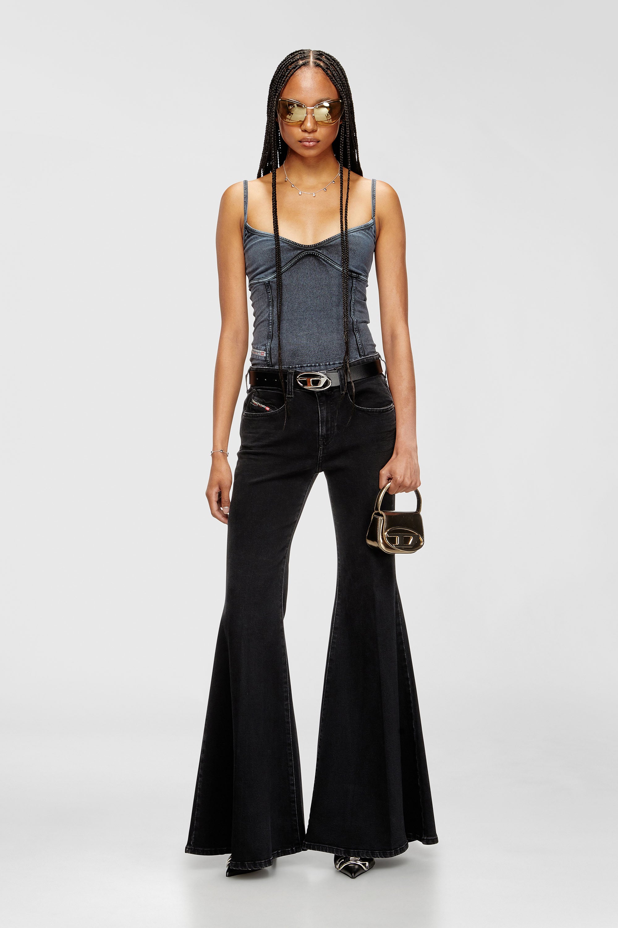 Diesel - Female's Flare Jeans 1970 D-Bleess 09M69, ブラック/ダークグレー - 1
