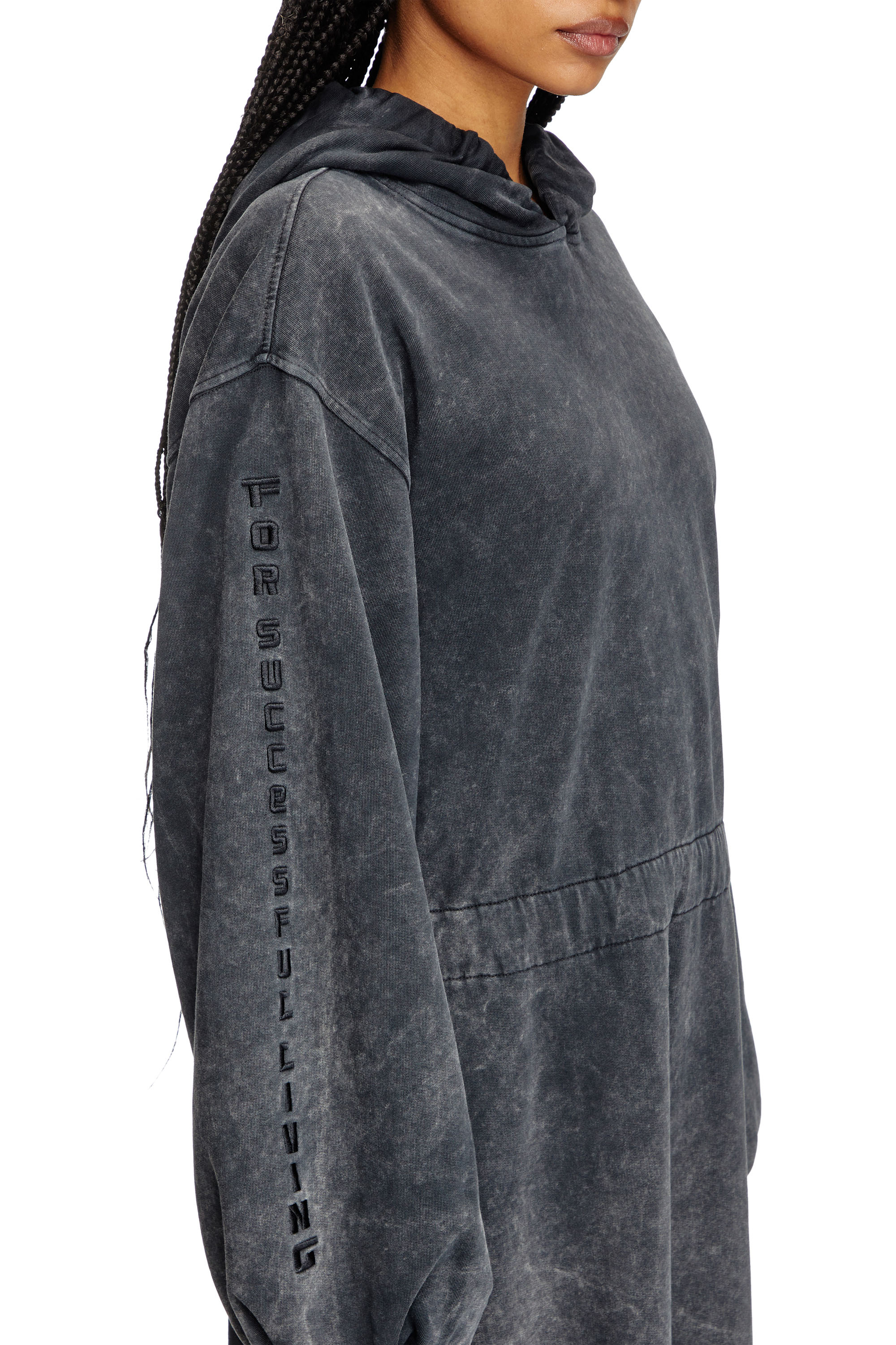 Diesel - D-QUIND, Female's Balloon-shaped hooded midi dress in ダークグレー - 4