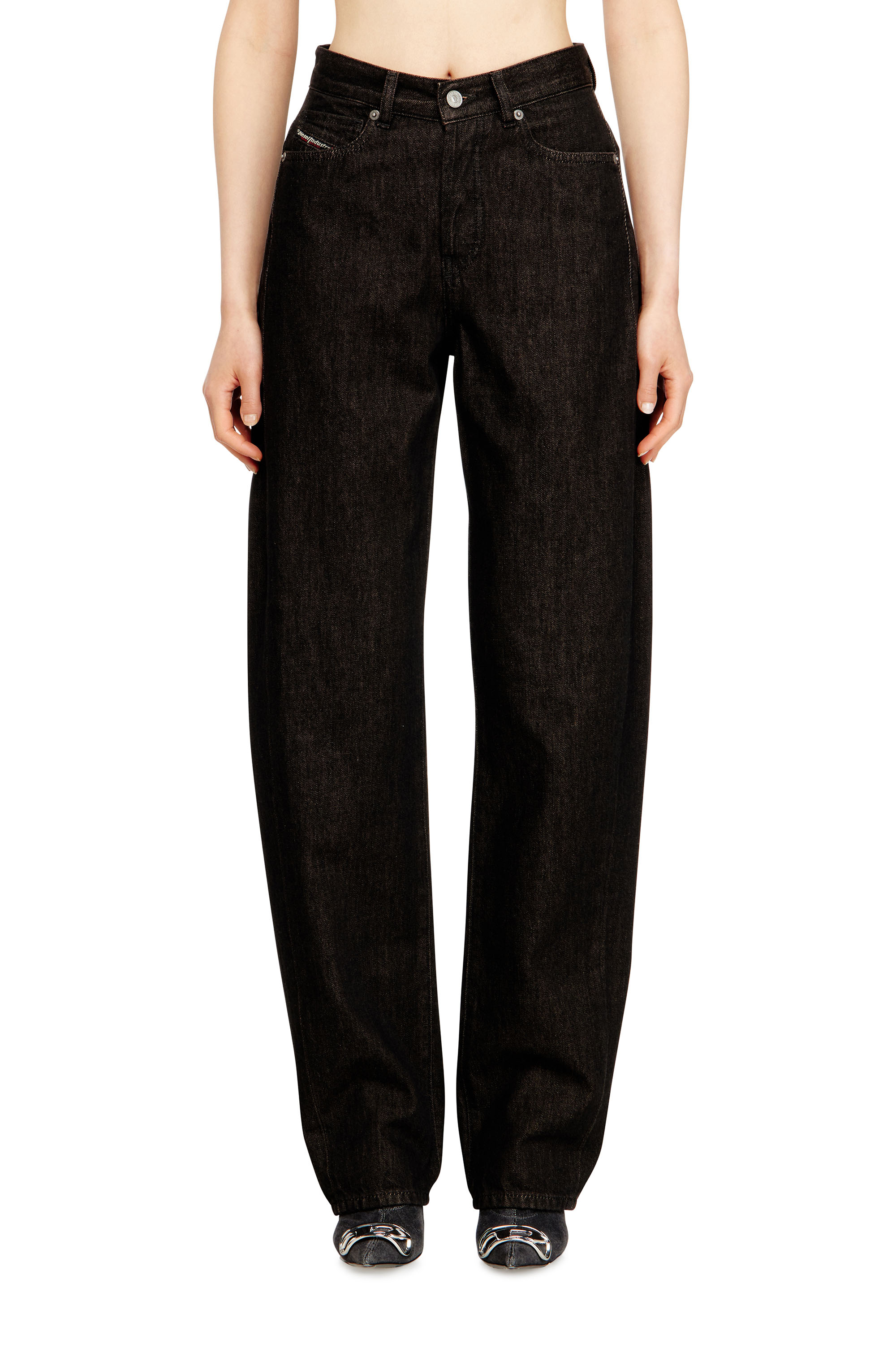 Diesel - Female's Relaxed Jeans 1974 D-Ellz 09N25, ブラック/ダークグレー - 2