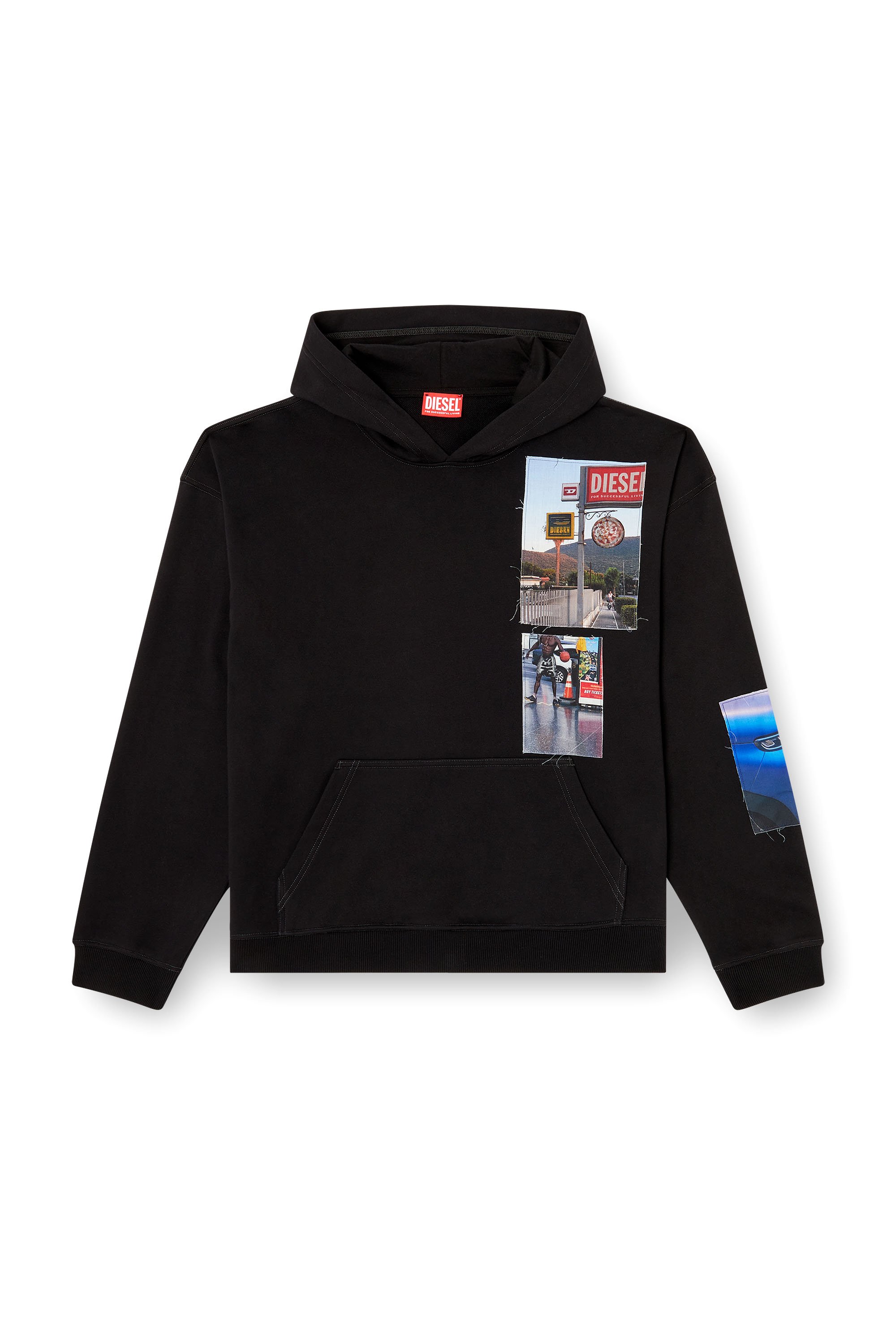 Diesel - S-BOXT-HOOD-T6, Male's Hoodie with logo photo patches in ブラック - 3