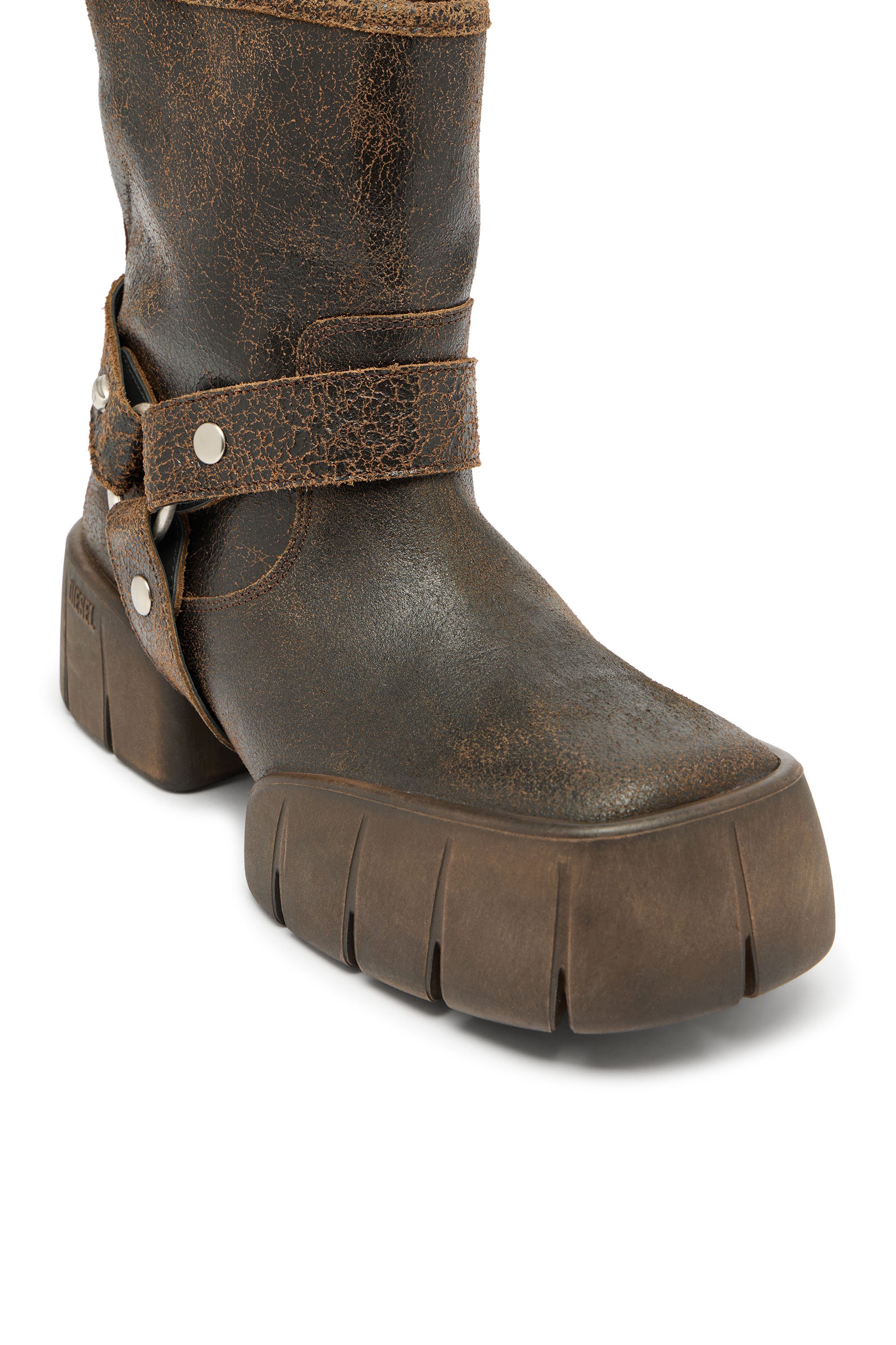 Diesel - D-TEX TU, Male's D-Tex-Biker boot in crackle leather in ブラウン - 6