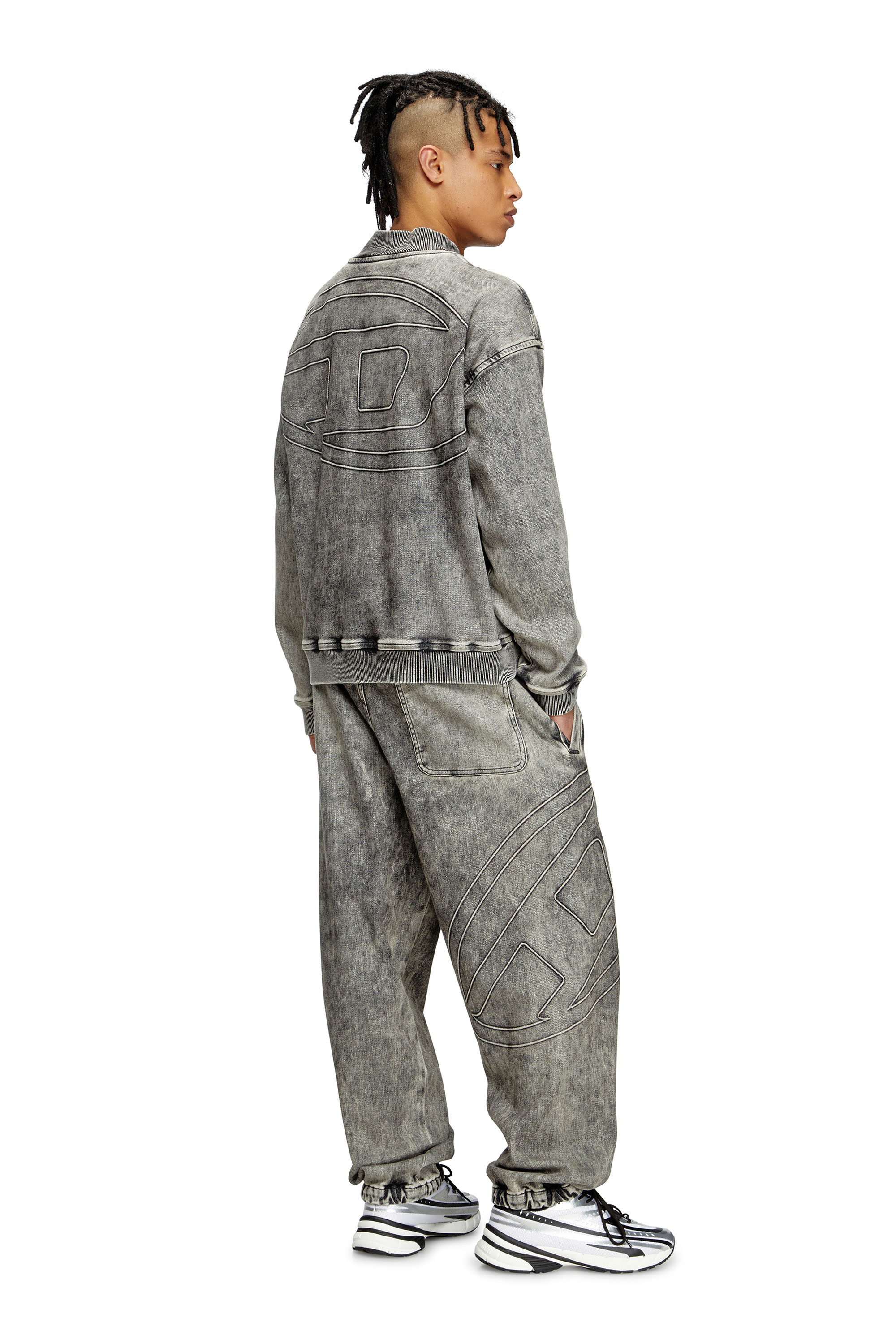 Diesel - D-CARLY-S TRACK, Unisex's Track Denim zip-up sweater with Oval D in ダークグレー - 1