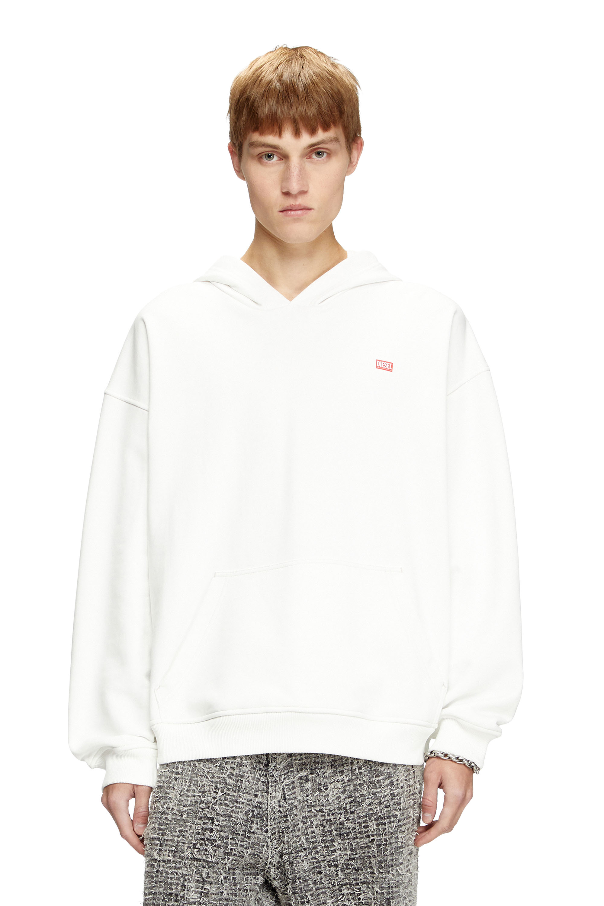 Diesel - S-BOXT-HOOD-R11, Male's Hoodie with runway set print in ホワイト - 1