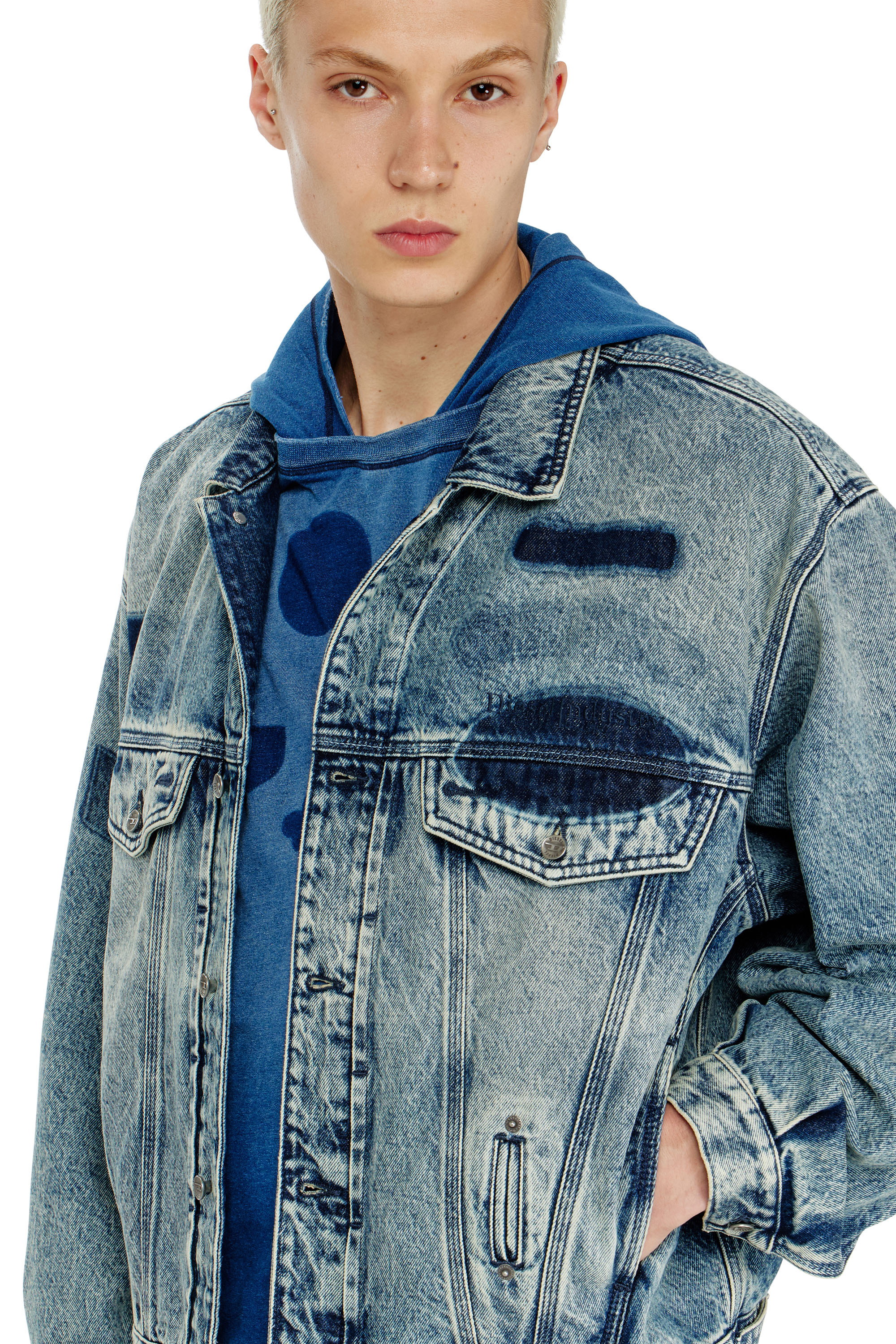 Diesel - D-DENVER-S2, Unisex's デニムジャケット in ミディアムブルー - 4
