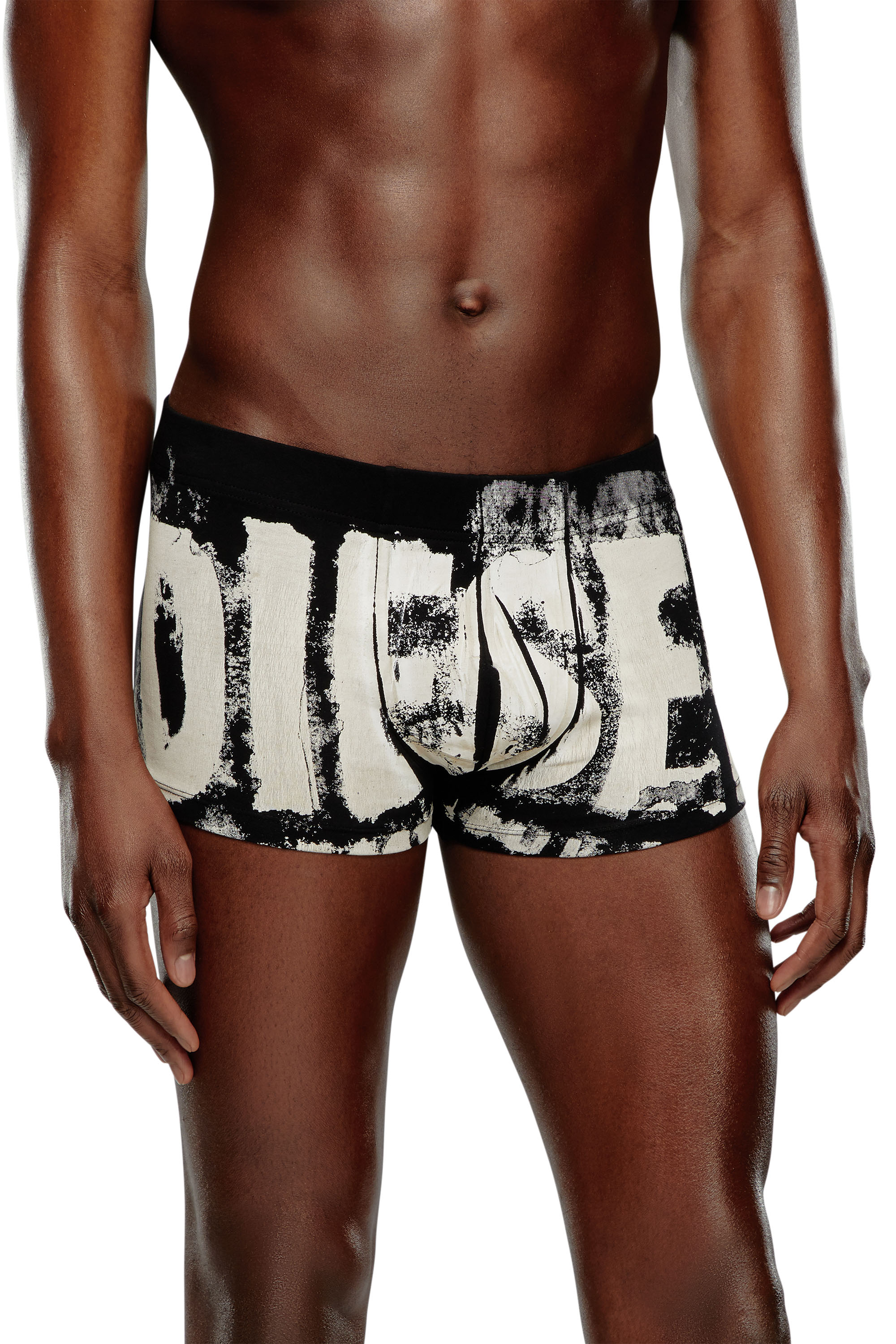Diesel - UMBX-DAMIEN, Male's Boxer briefs with blurry Super Logo in ブラック/ホワイト - 2