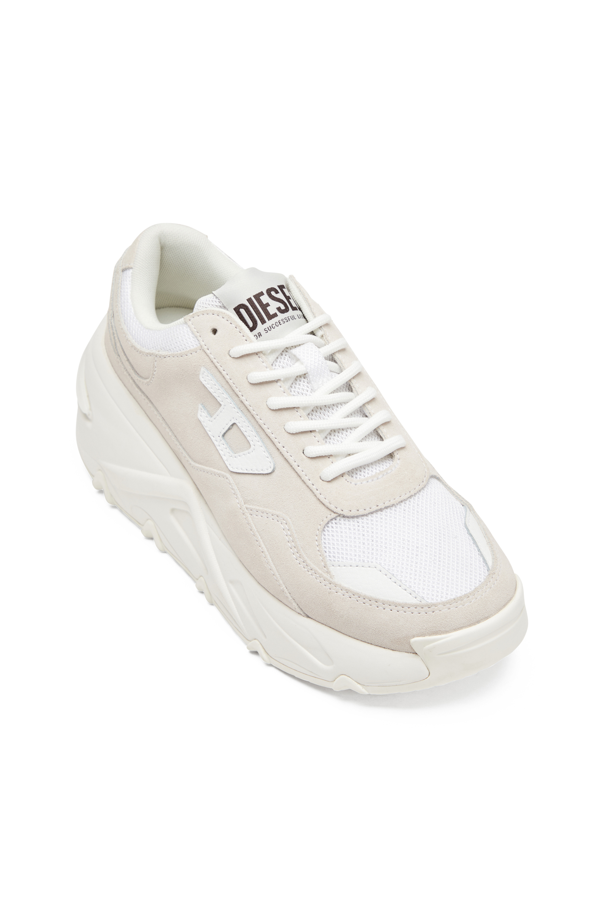 Diesel - S-SAVANNAH W, Female's S-Savannah-Platform sneakers in suede and mesh in ホワイト - 6