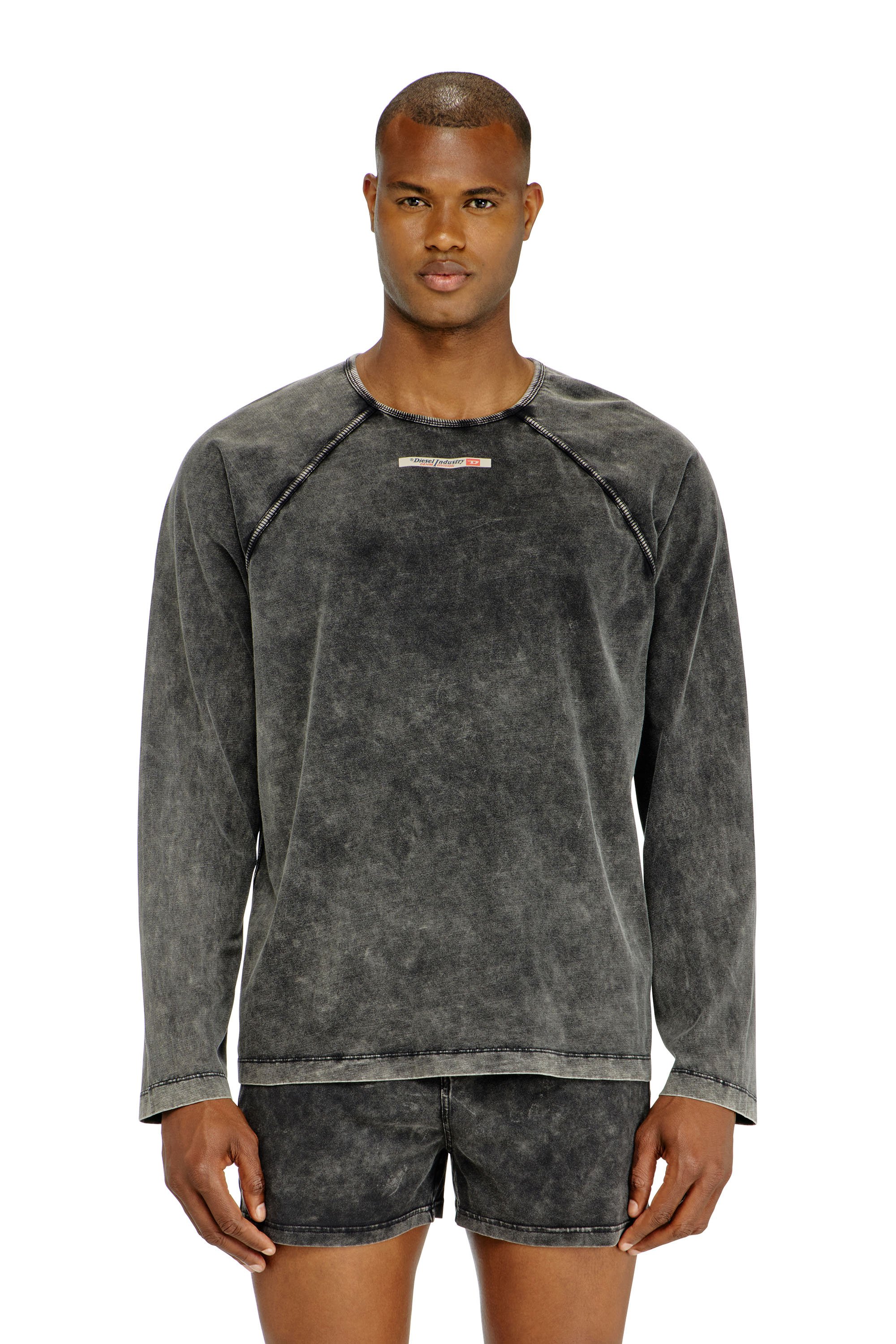 Diesel - BRYAN-DNM, Male's 長袖Tシャツ in ダークグレー - 1