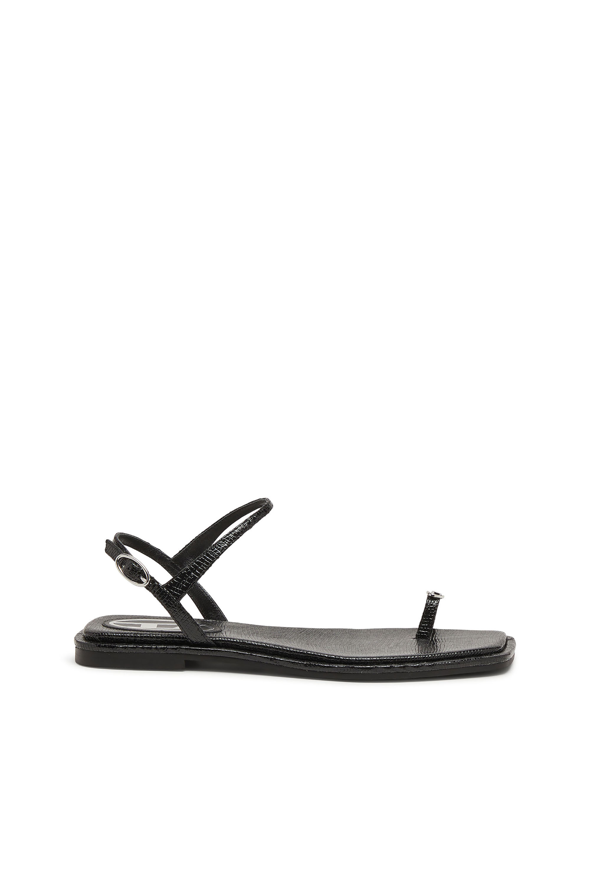 Diesel - D-AMBER INFRA 0, Female's D-AMBER - Sandal in leather with metallic logo in ブラック - 1