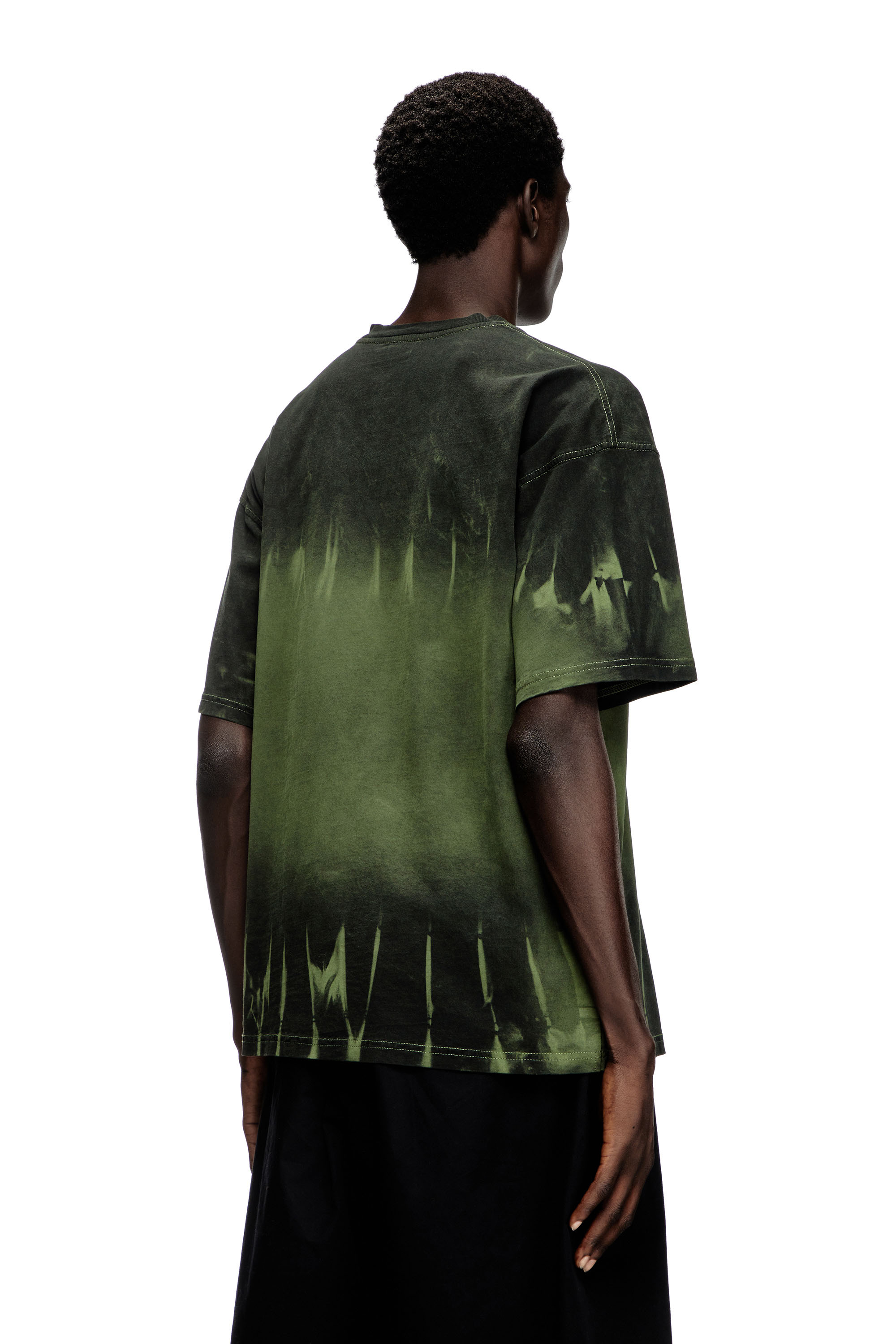 Diesel - T-BOXT-R3, Male's Tie-dye T-shirt with logo print in ダークグリーン - 4