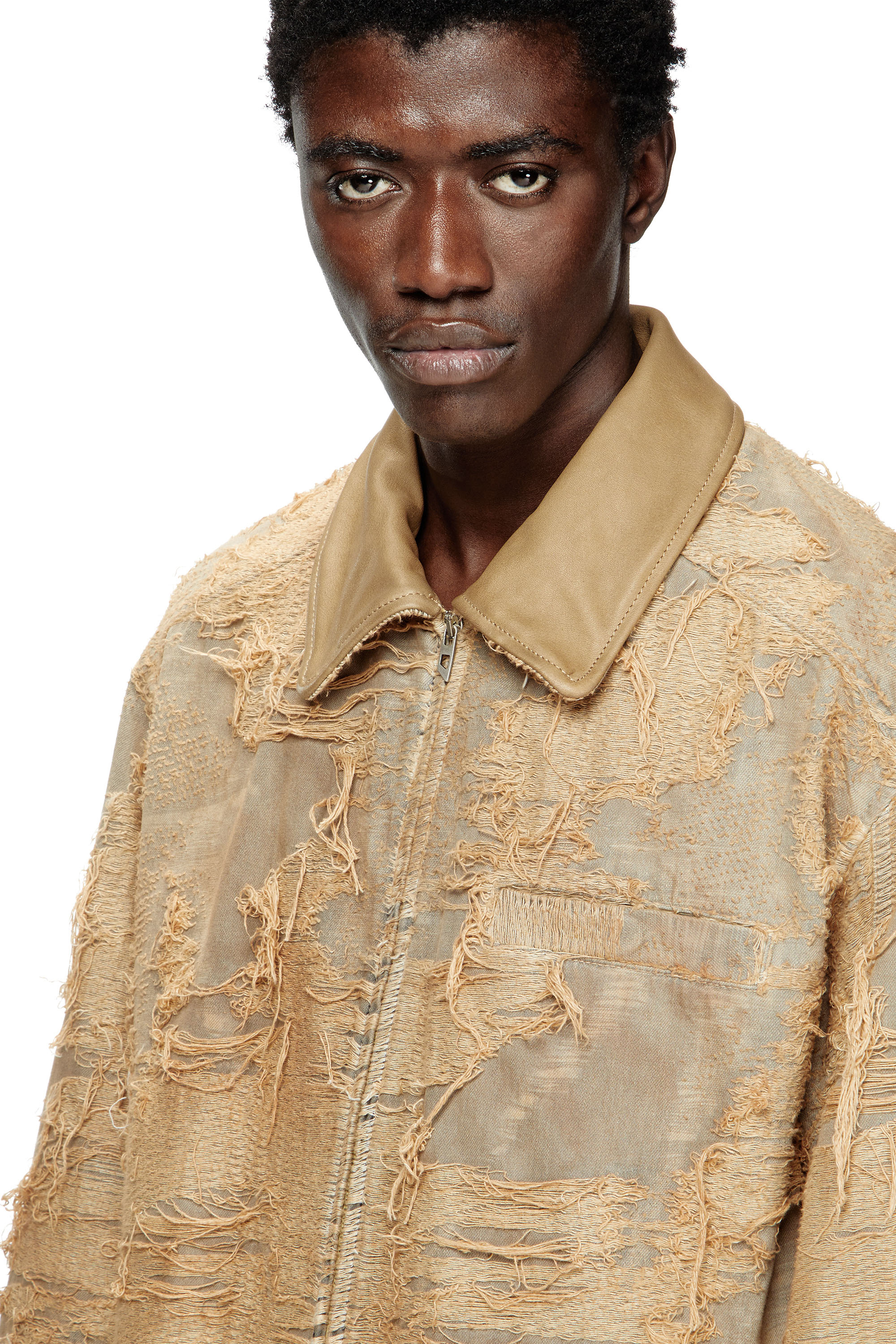 Diesel - D-IVAR-FSG, Male's Jacket in overdyed floating-thread denim in ライトブラウン - 4