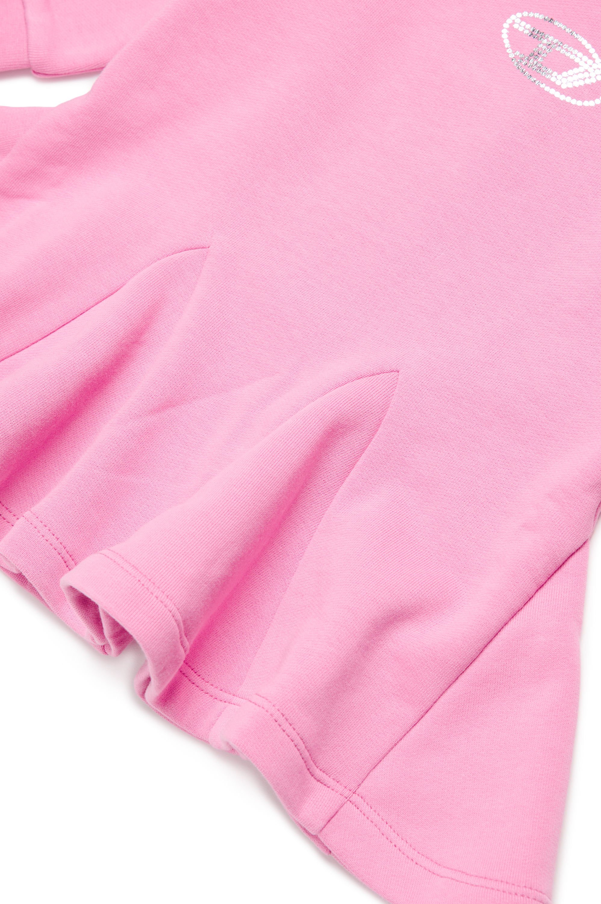 Diesel - DLUNLYB, Female's Sweat cotton dress with crystal Oval D logo in ピンク / ホワイト - 4