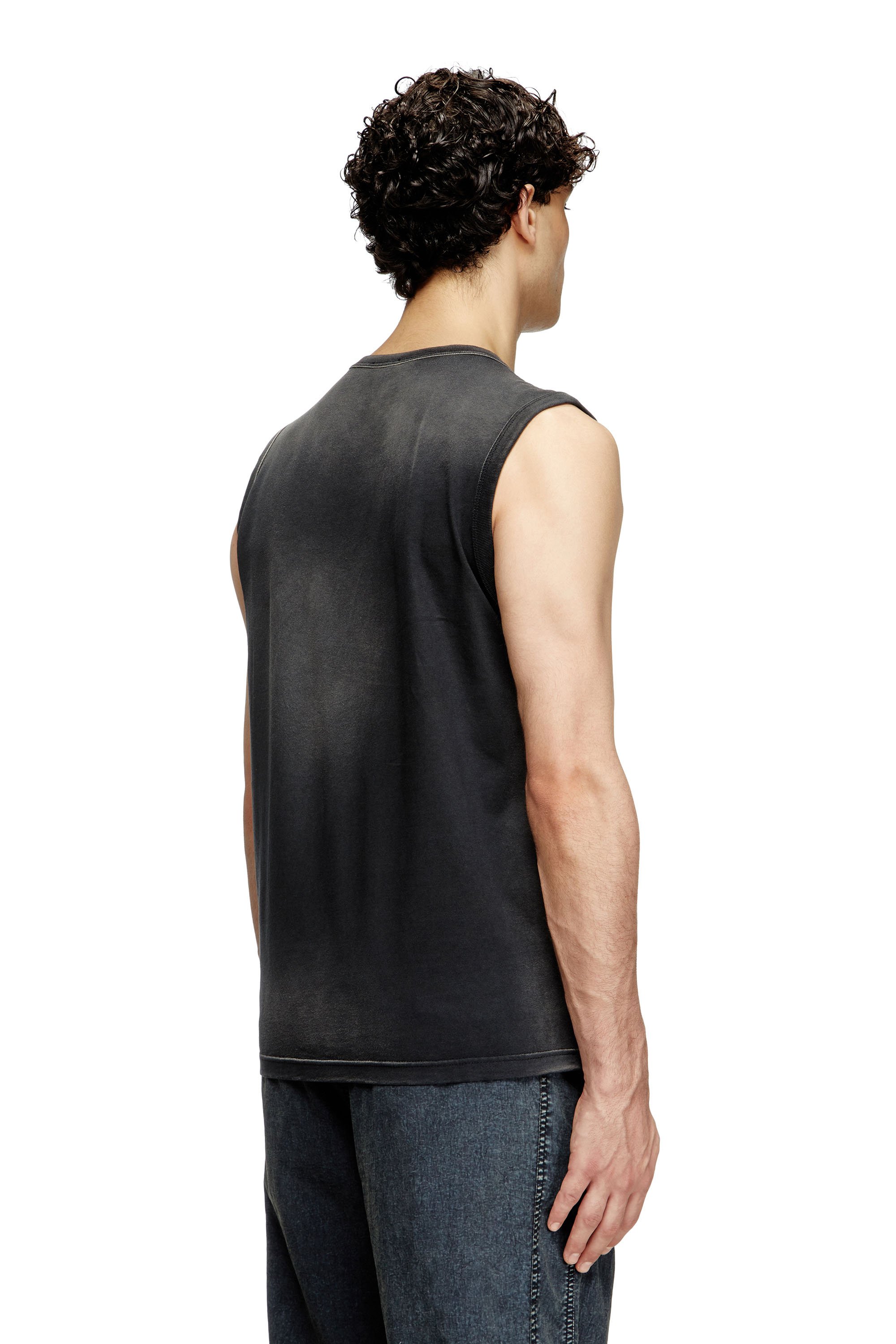 Diesel - T-BRICO-NEW, Male's Faded tank top with cut-out Oval D in ブラック - 4