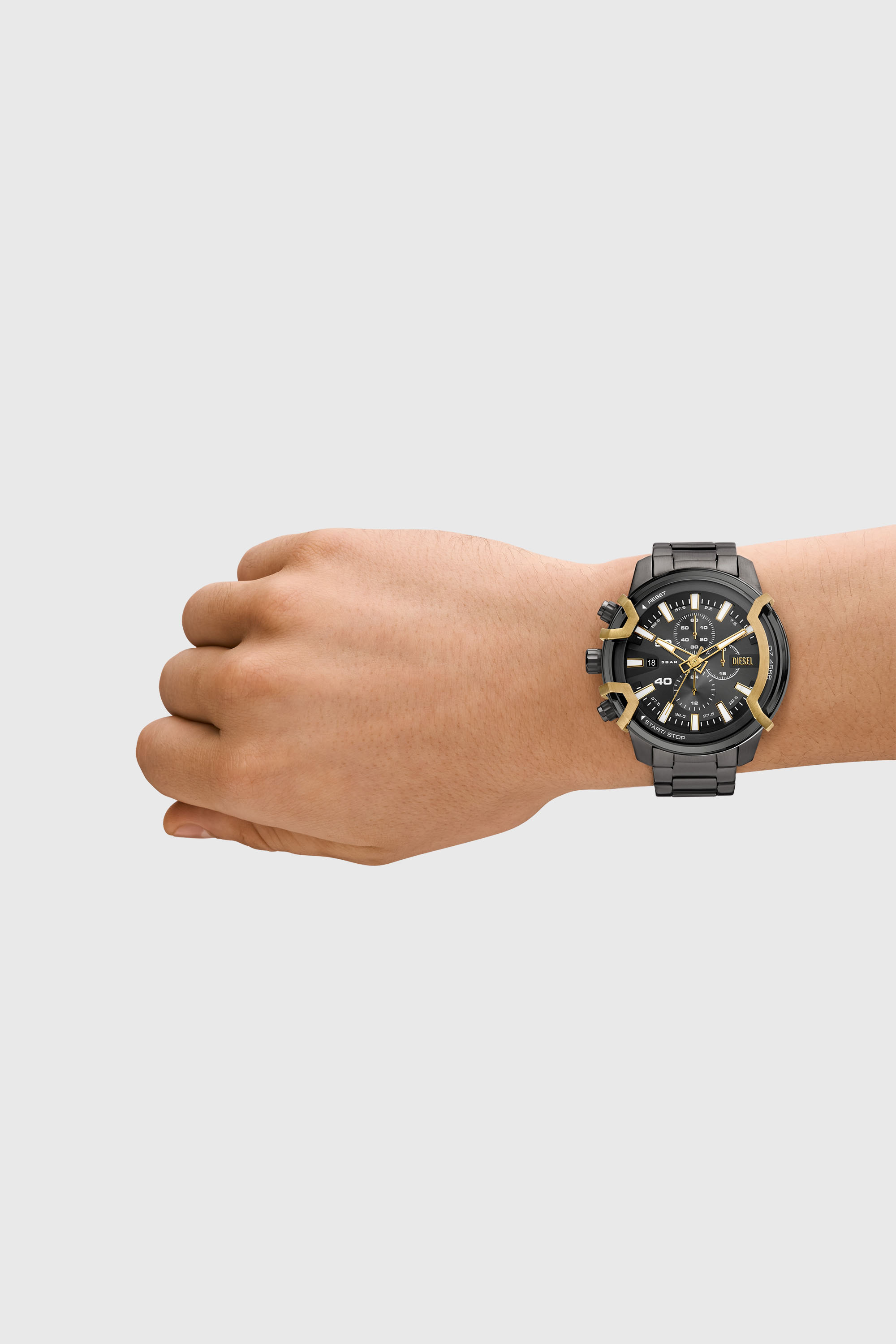 Diesel - DZ4668, Male's Griffed Two-Tone Stainless Steel Watch in ダークグレー - 4