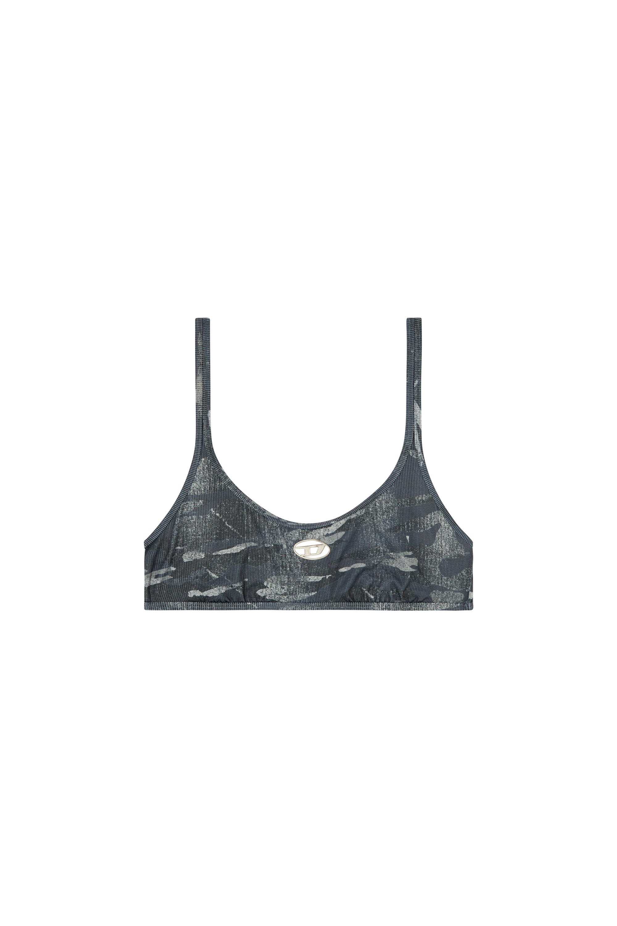 Diesel - UT-BRA-TOP-UTLT, Female's Camo bikini top with cut-out logo in グレー - 4