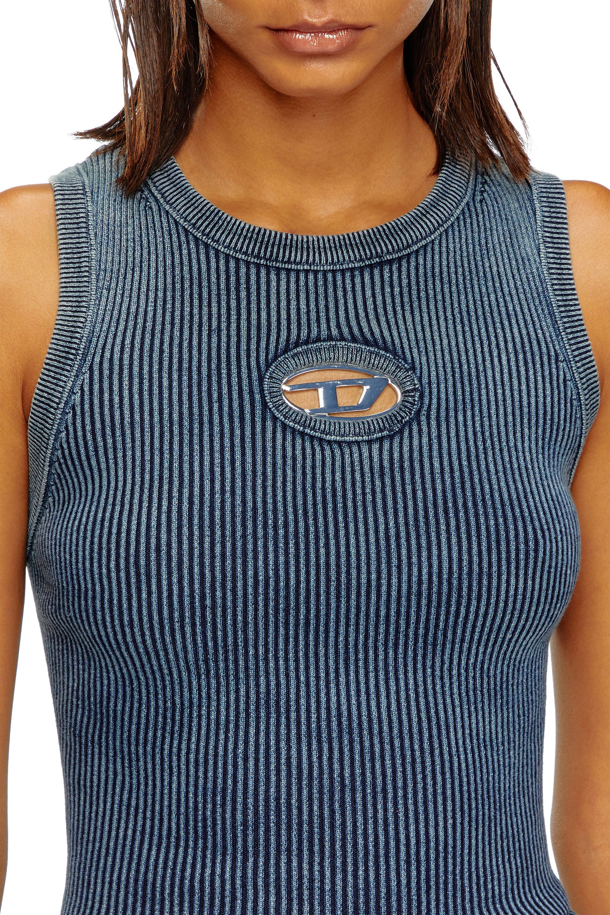 Diesel - M-ANCHOR-A-SL, Female's Rib-knit tank top with Oval D in ダークブルー - 5