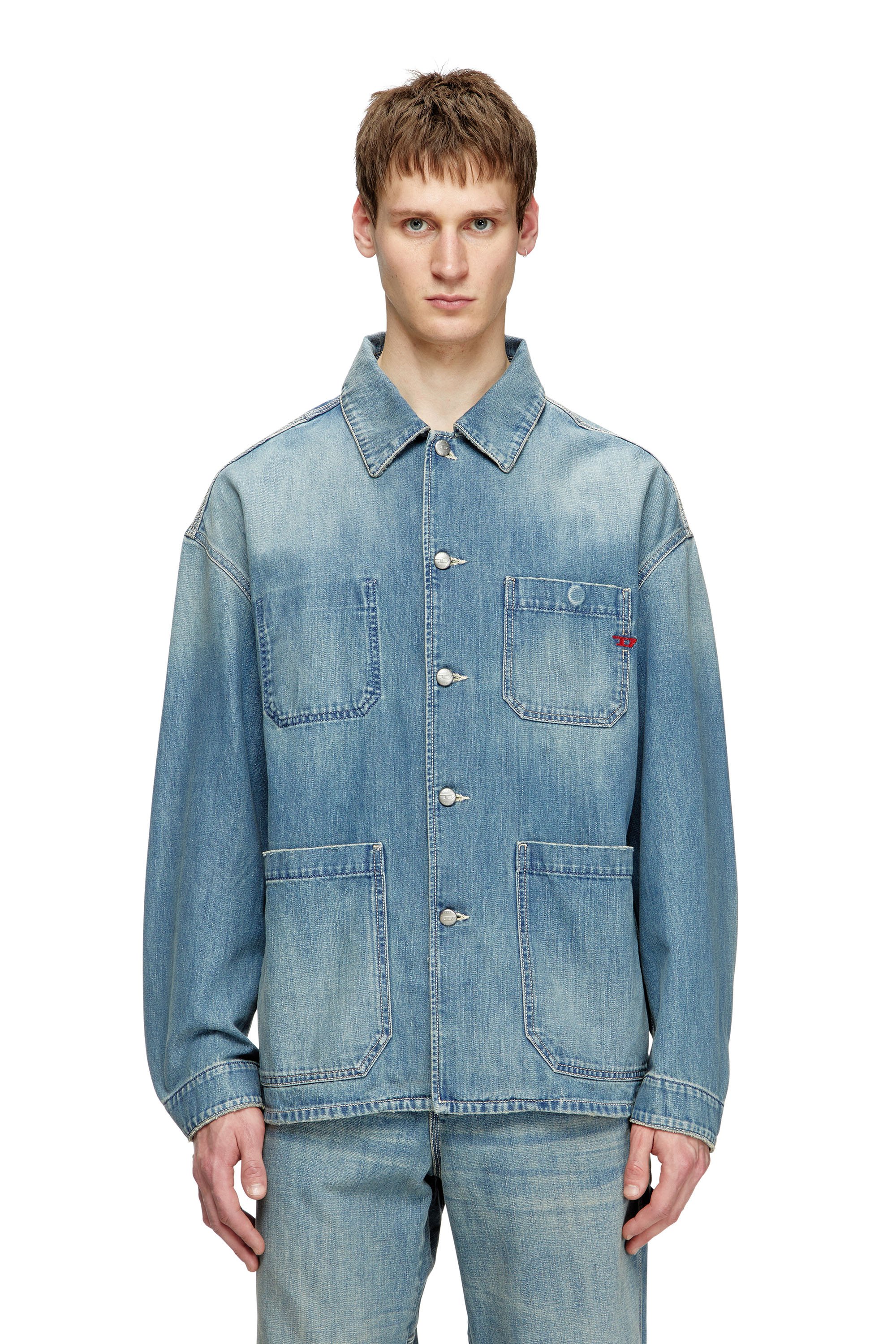Diesel - D-STACK-U, Unisex's Utility-style denim jacket in ミディアムブルー - 1