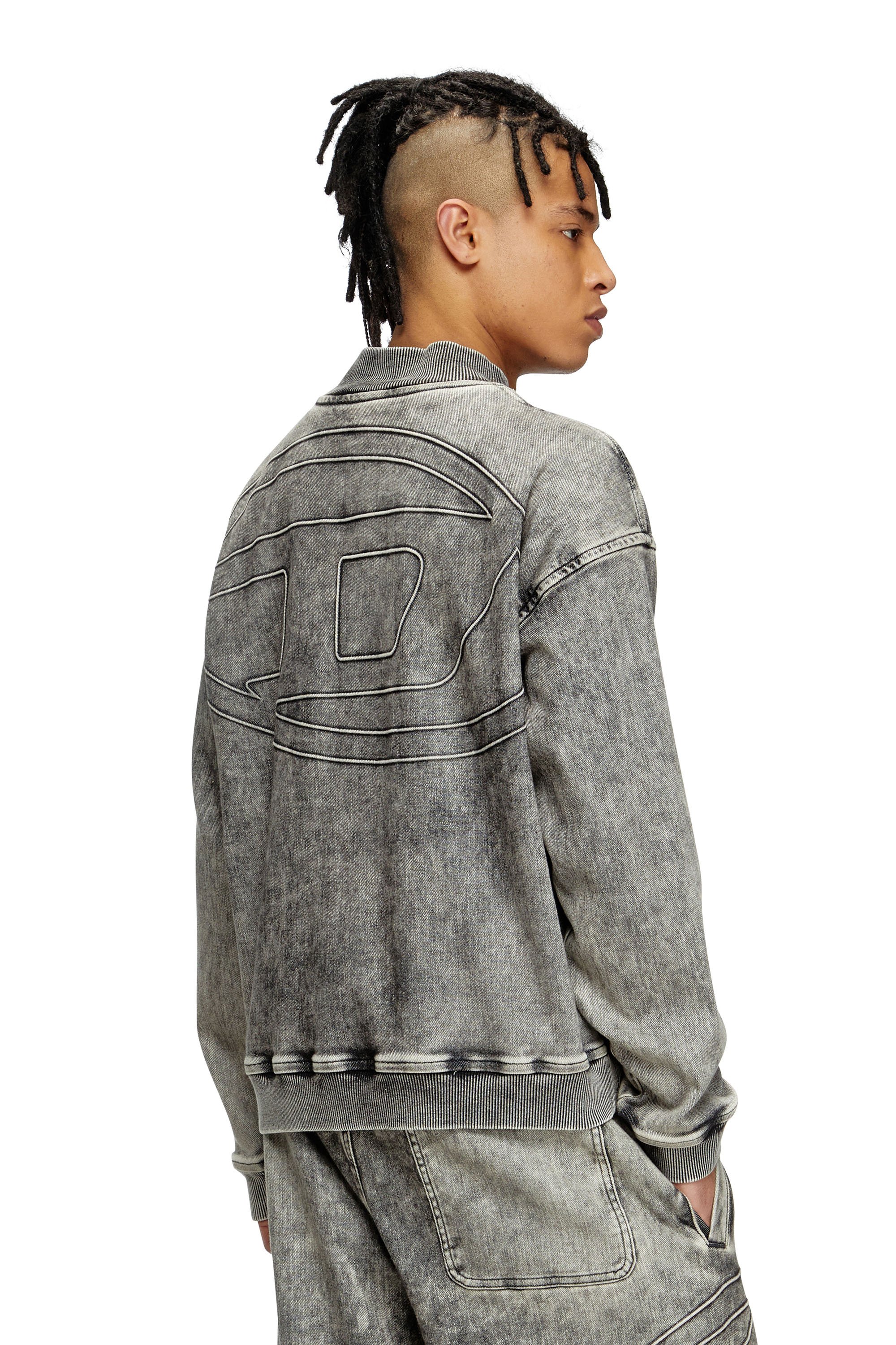 Diesel - D-CARLY-S TRACK, Unisex's Track Denim zip-up sweater with Oval D in ダークグレー - 4